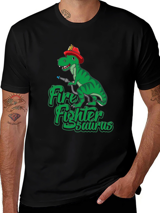 Firefighter Saurus T-Shirt - Novelty Dino Tee