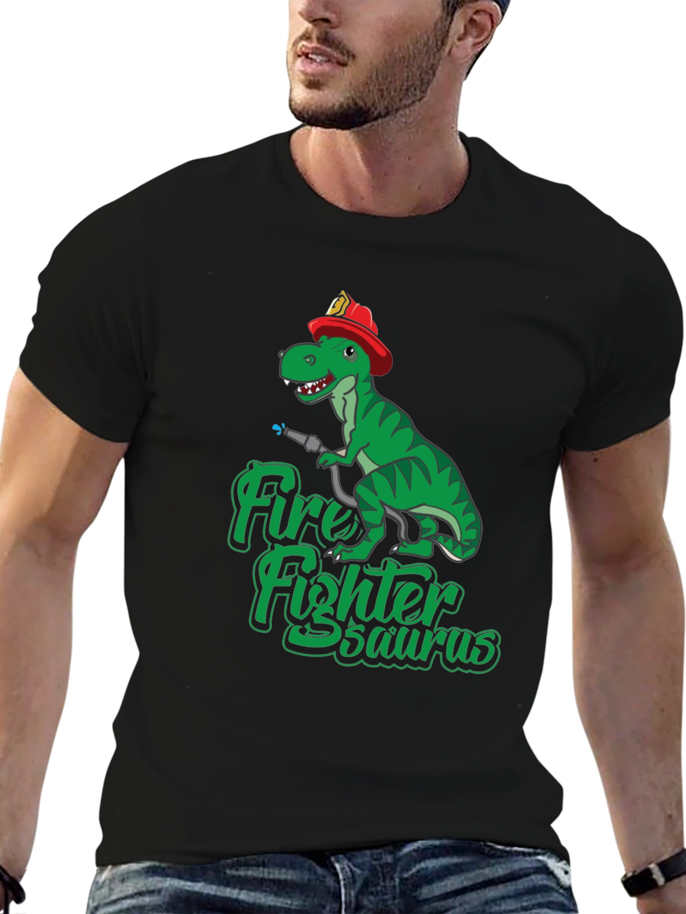 Firefighter Saurus T-Shirt - Novelty Dino Tee