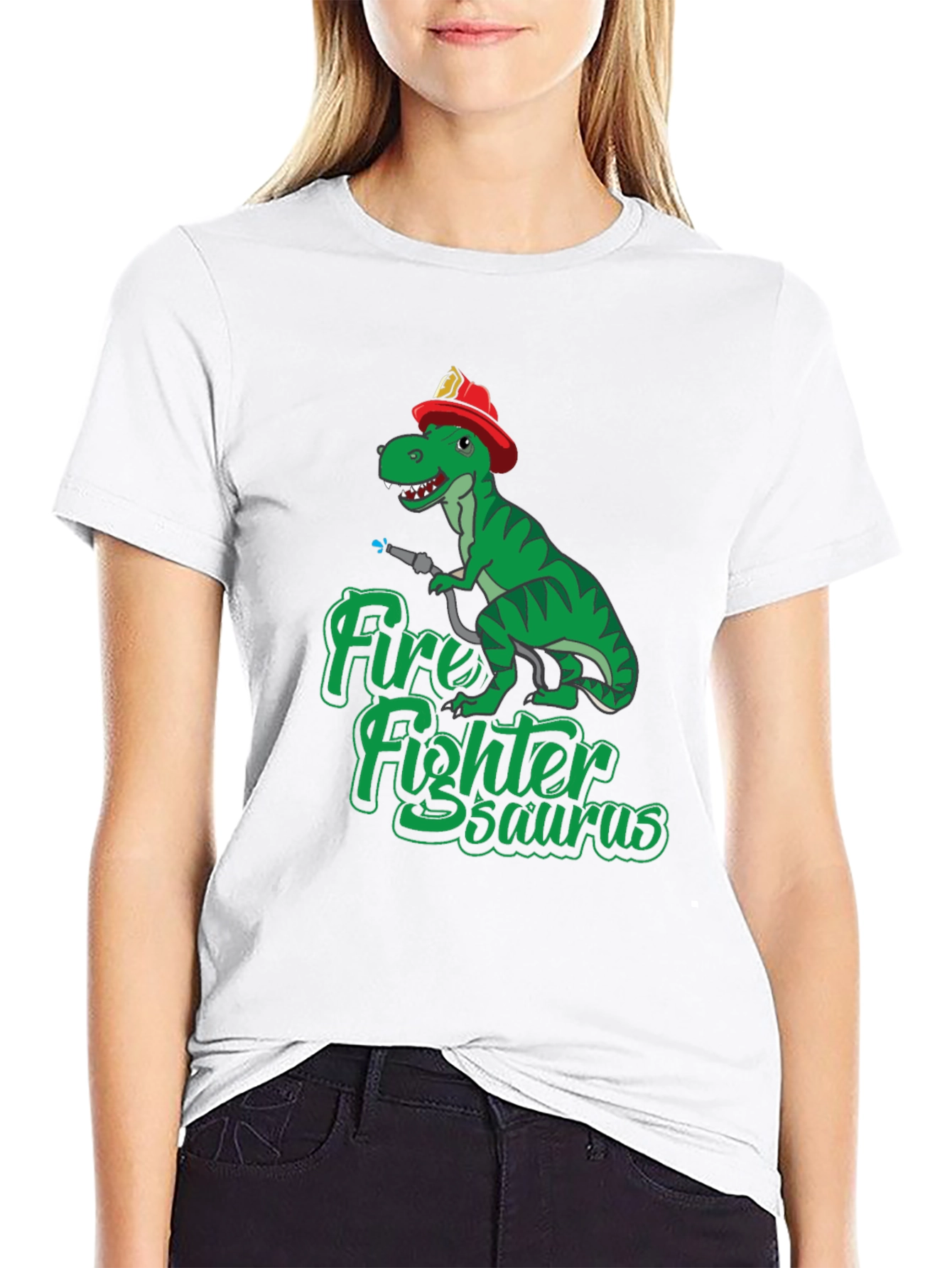 Firefighter Saurus T-Shirt - Novelty Dino Tee