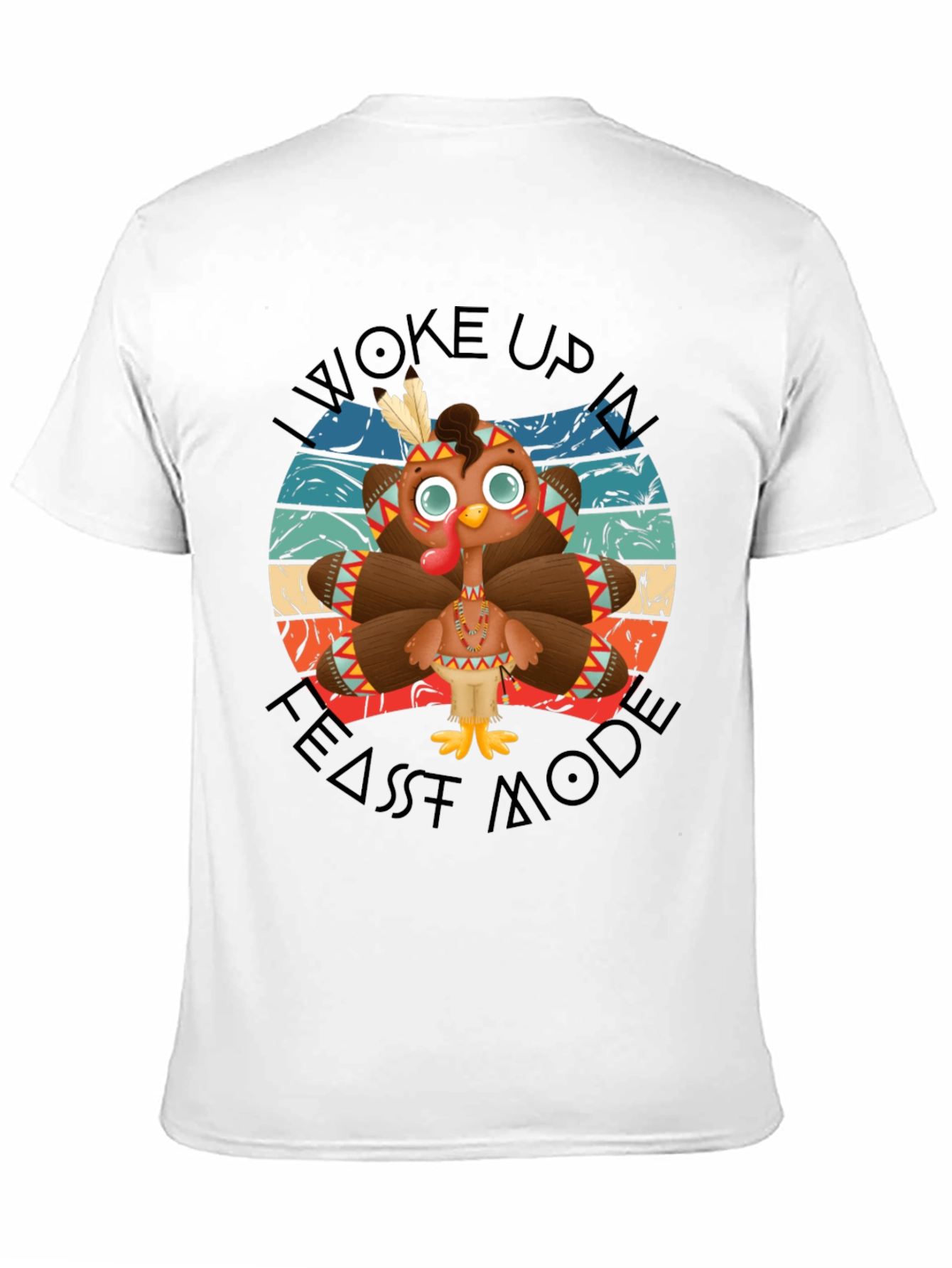 Funny Thanksgiving Turkey Feast Mode Black T-Shirt