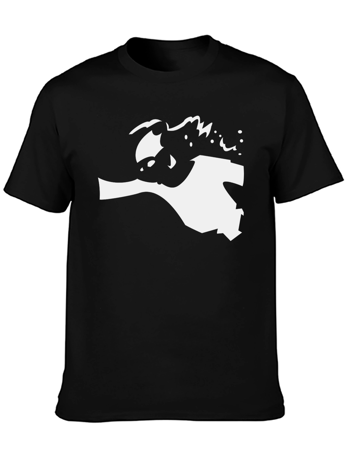 Black Graphic Tee - White Abstract Silhouette Design