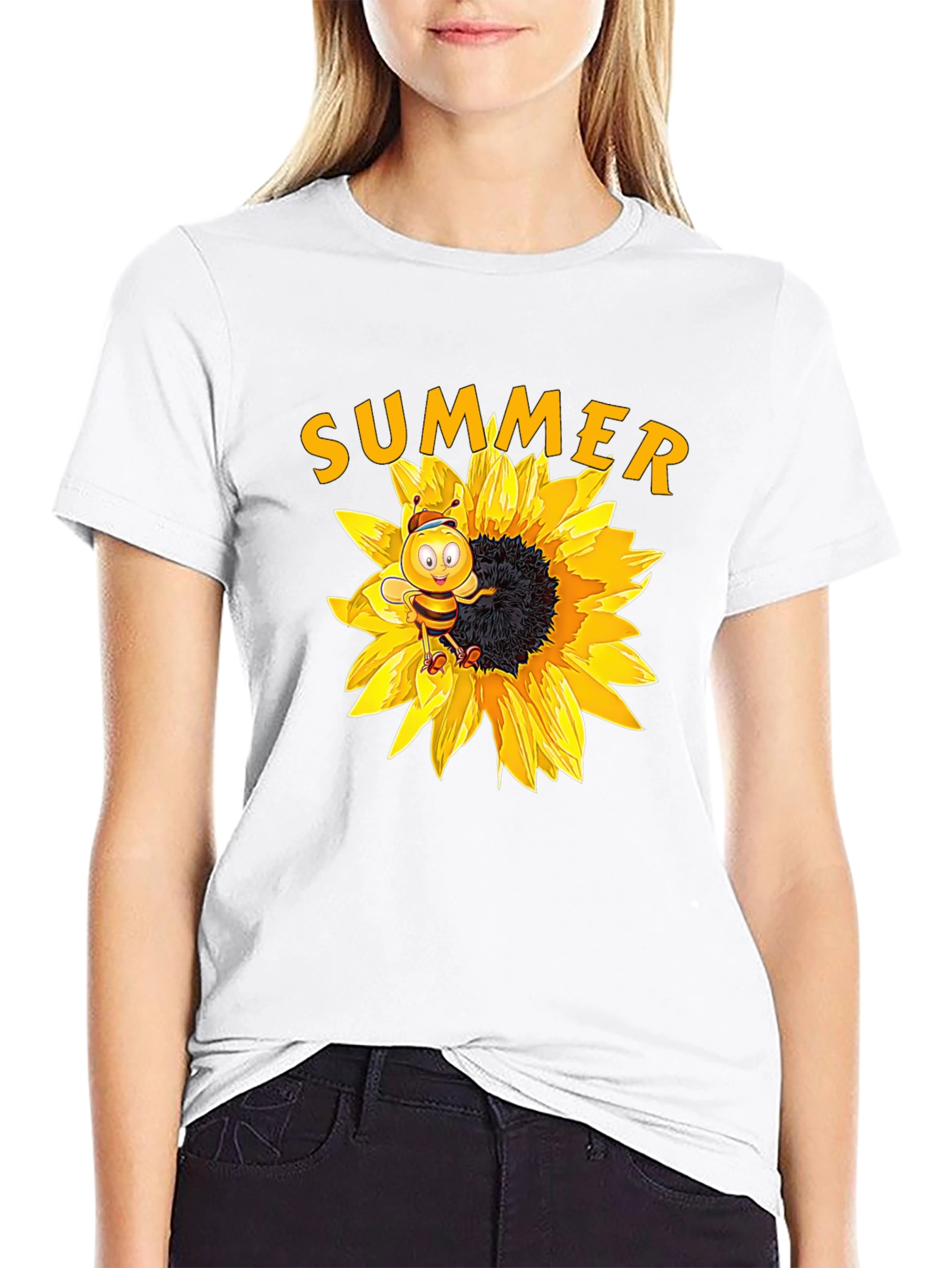Summer Bee Sunflower Graphic Tee