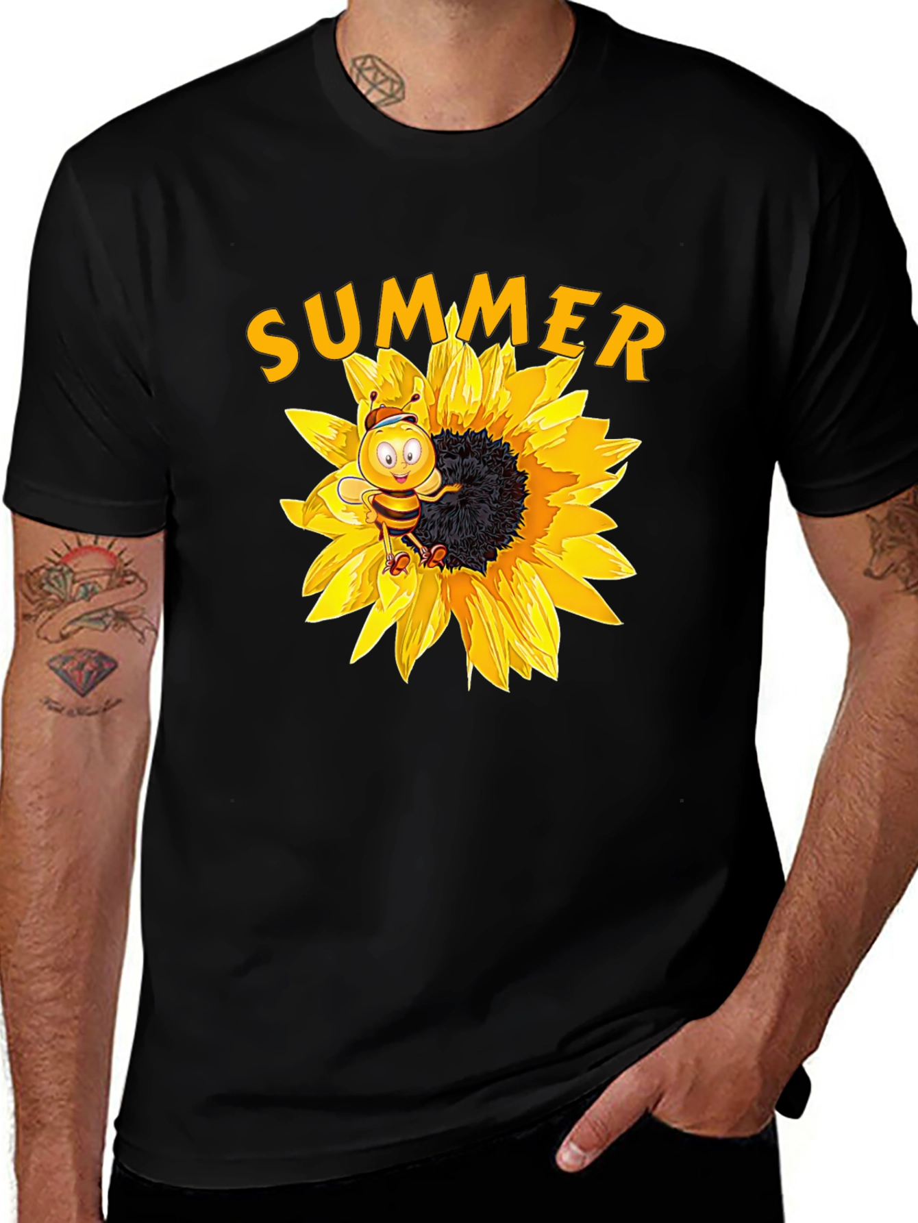 Summer Bee Sunflower Graphic Tee