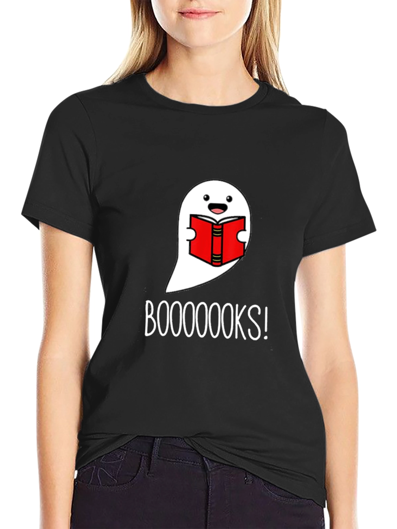 Funny Ghost Reading Books Graphic T-Shirt