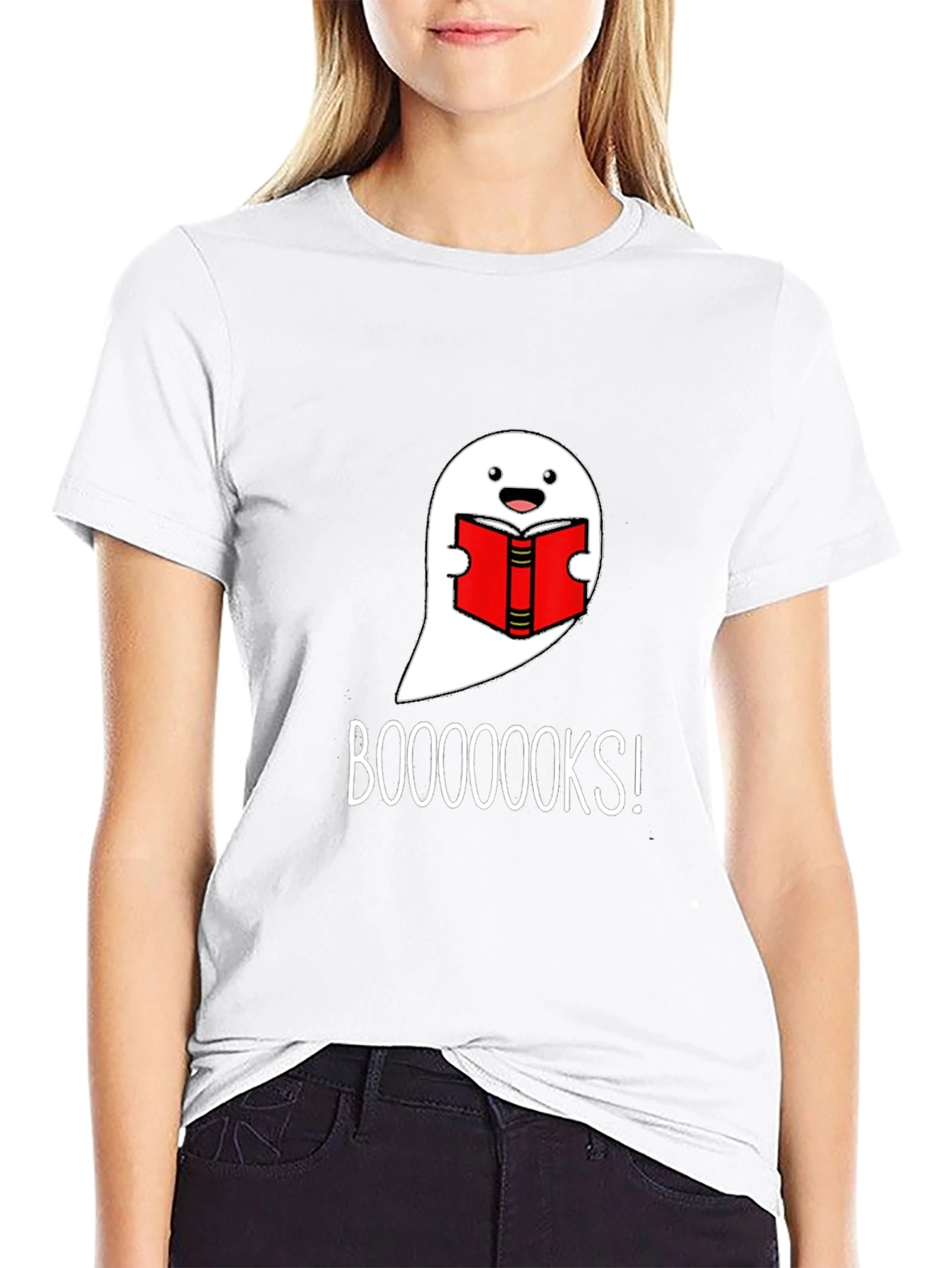 Funny Ghost Reading Books Graphic T-Shirt