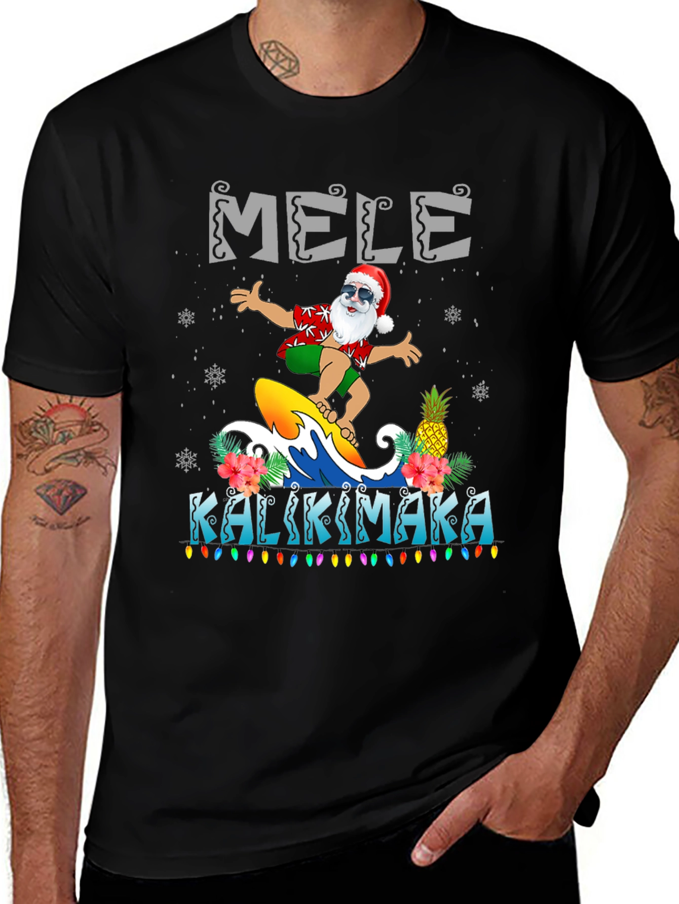 Mele Kalikimaka Surfing Santa T-Shirt