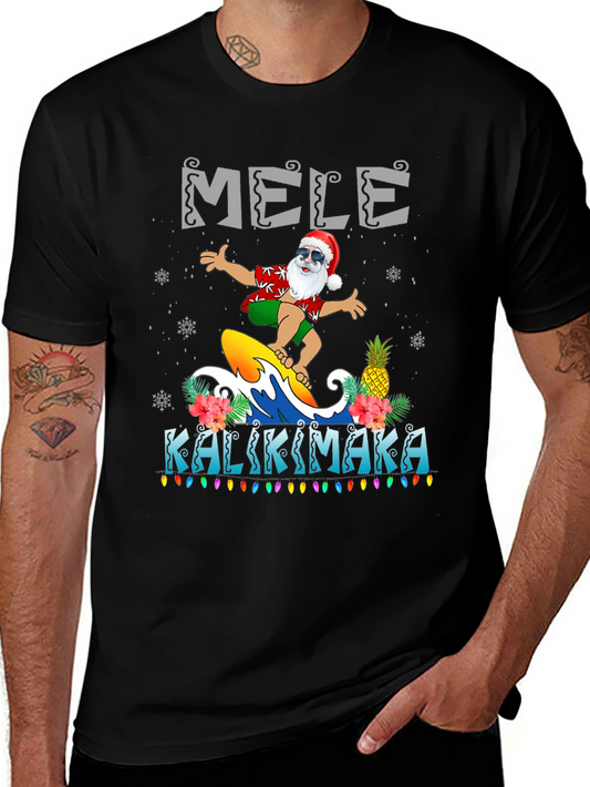 Mele Kalikimaka Surfing Santa T-Shirt