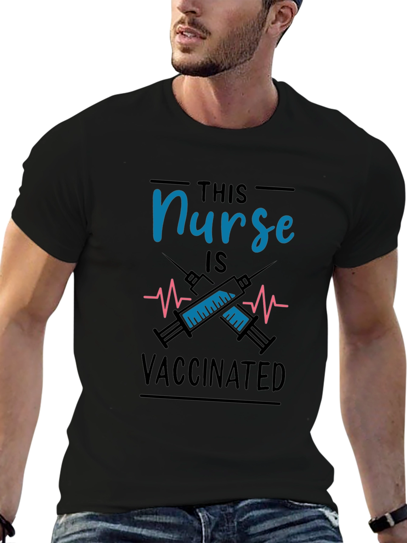 Vaccinated Nurse T-Shirt - Black