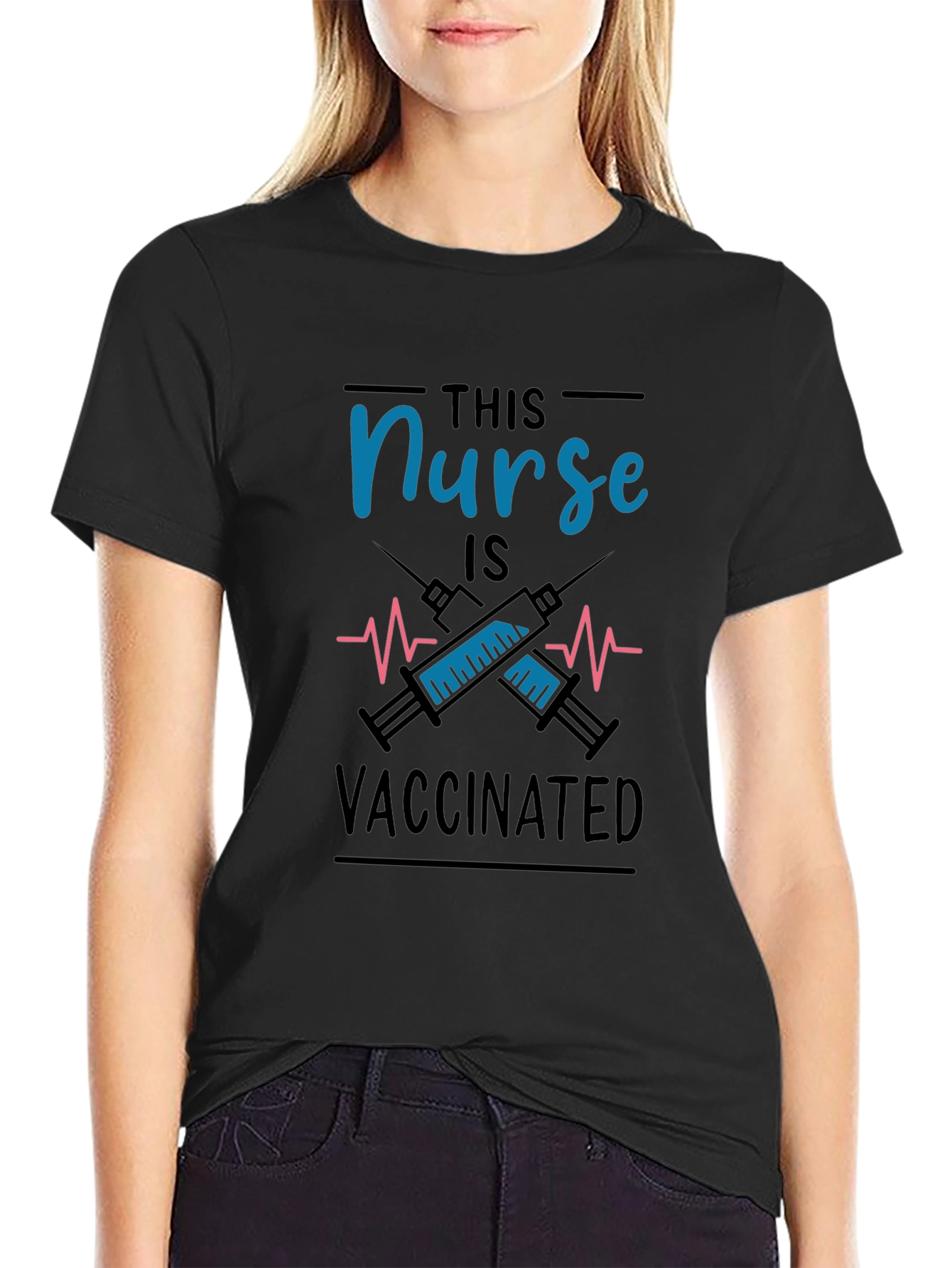 Vaccinated Nurse T-Shirt - Black
