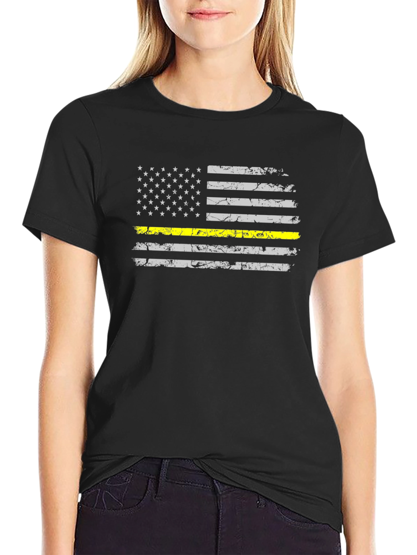 Thin Yellow Line USA Flag Graphic Tee