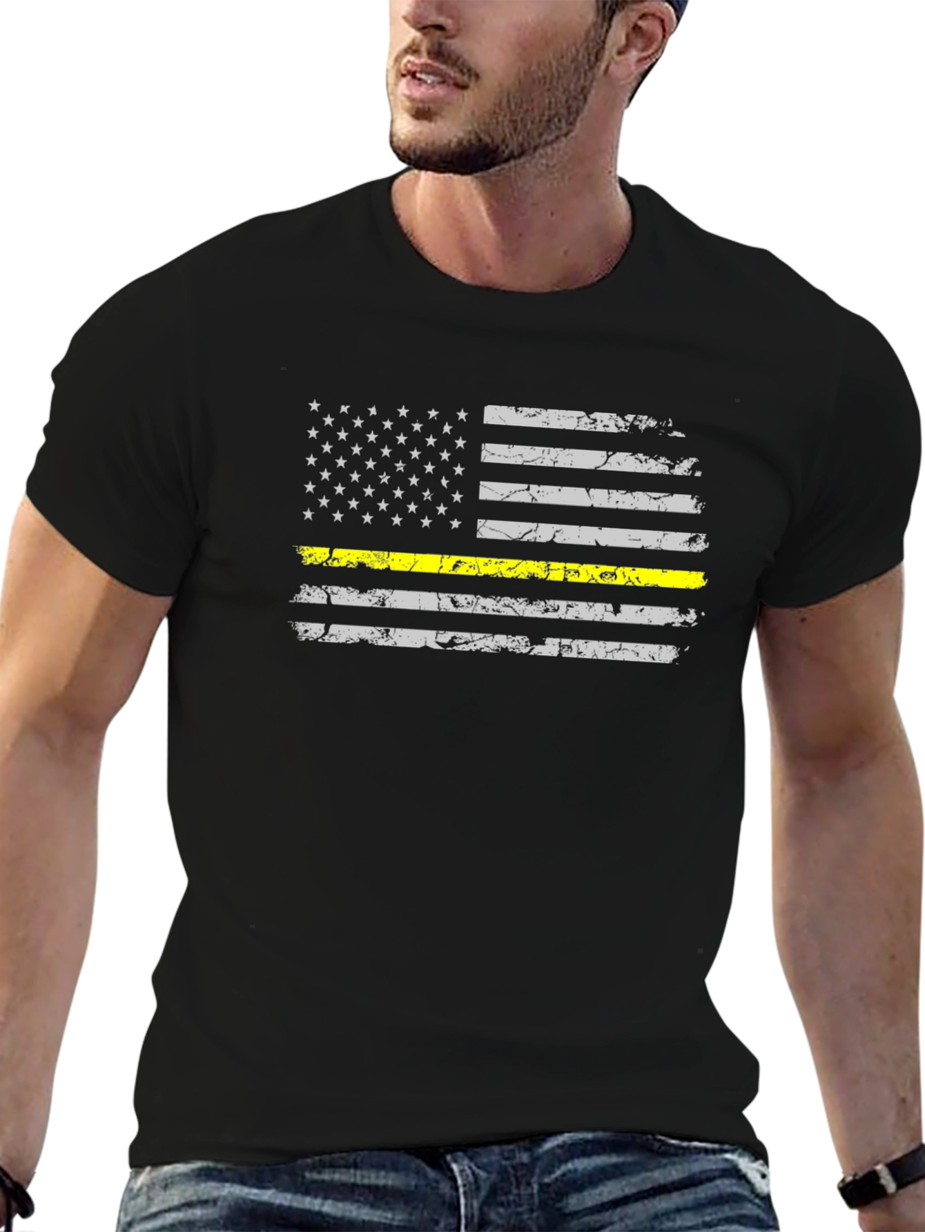 Thin Yellow Line USA Flag Graphic Tee