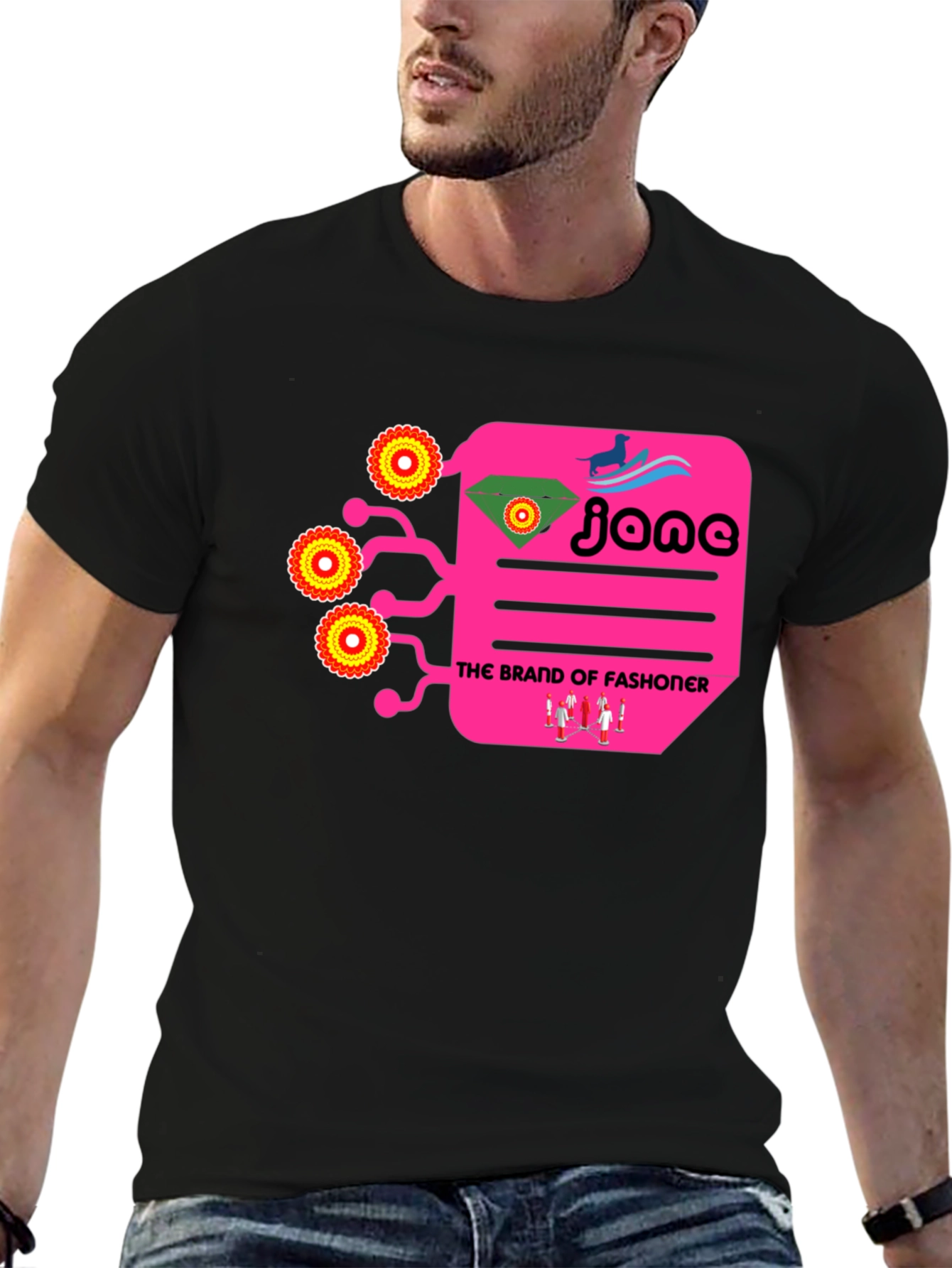Funky Graphic Print Black T-Shirt