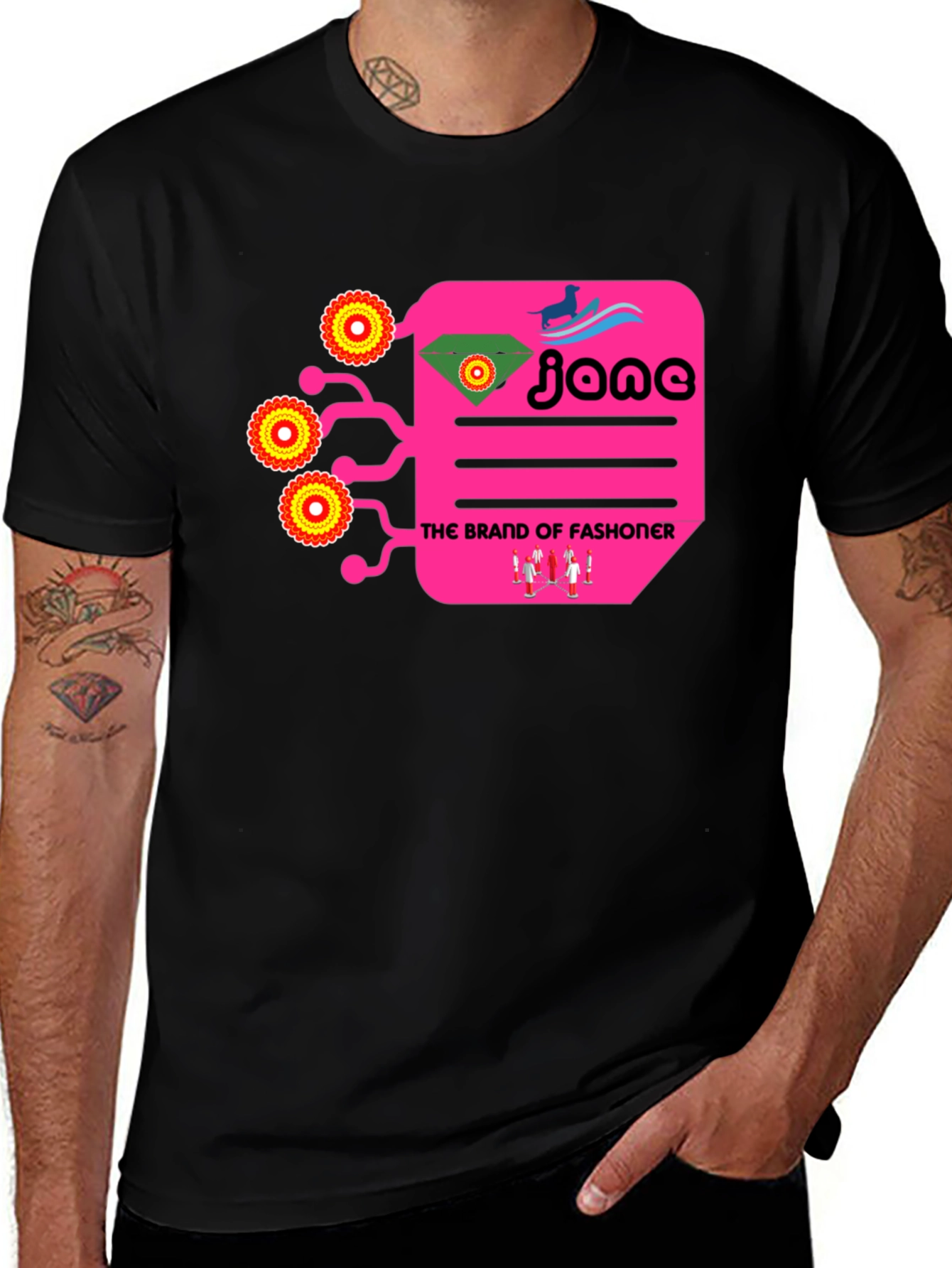 Funky Graphic Print Black T-Shirt