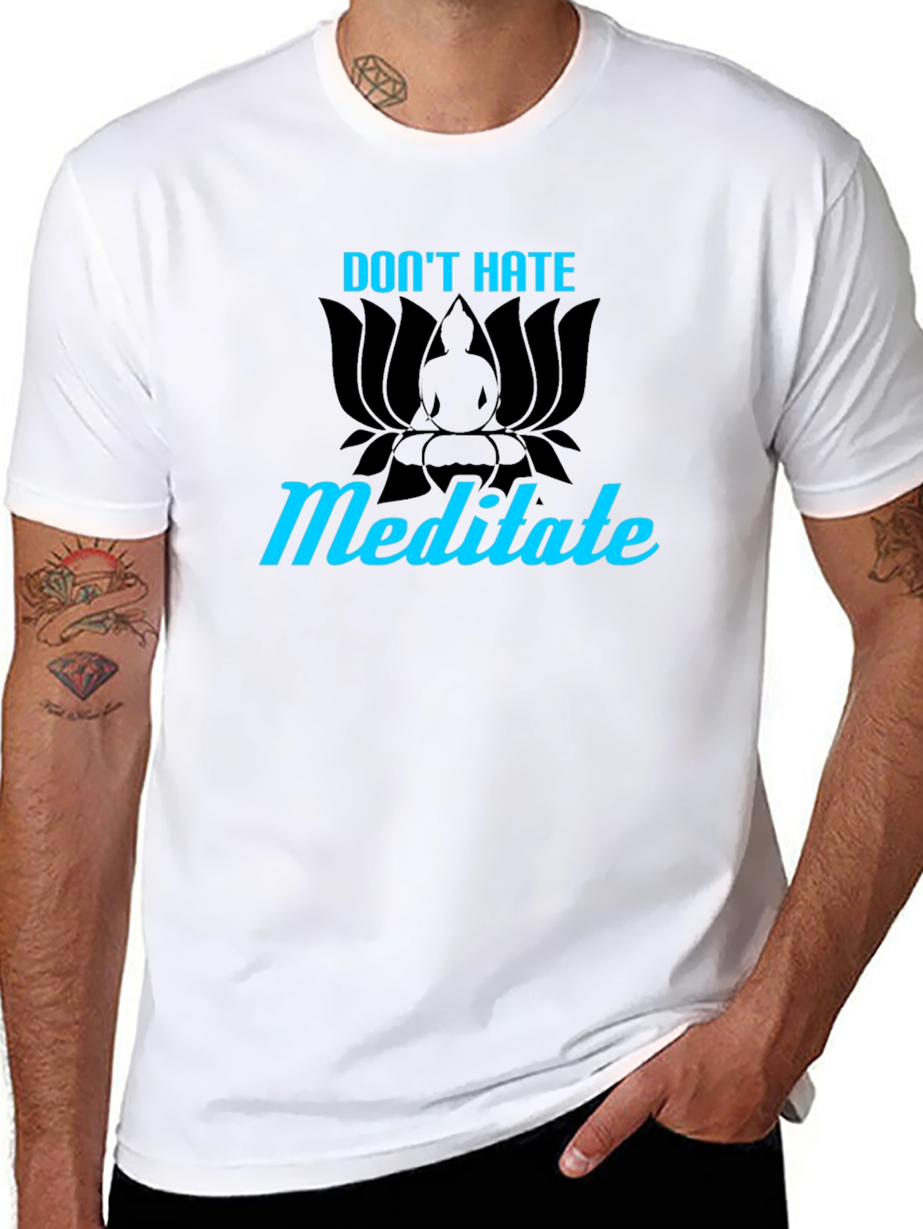 Dont Hate Meditate T-Shirt - Buddha Lotus
