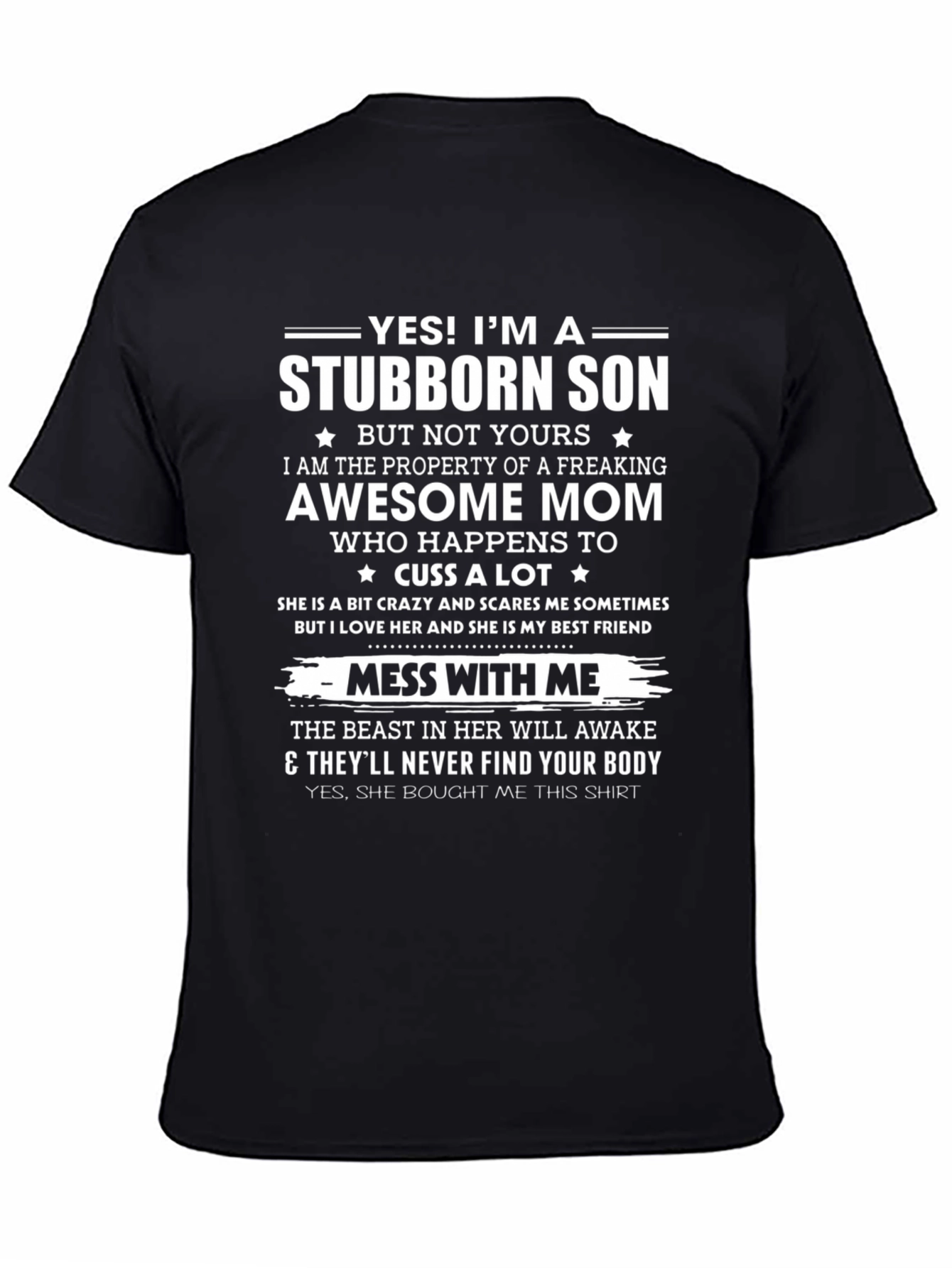 Stubborn Son Awesome Mom Graphic T-Shirt