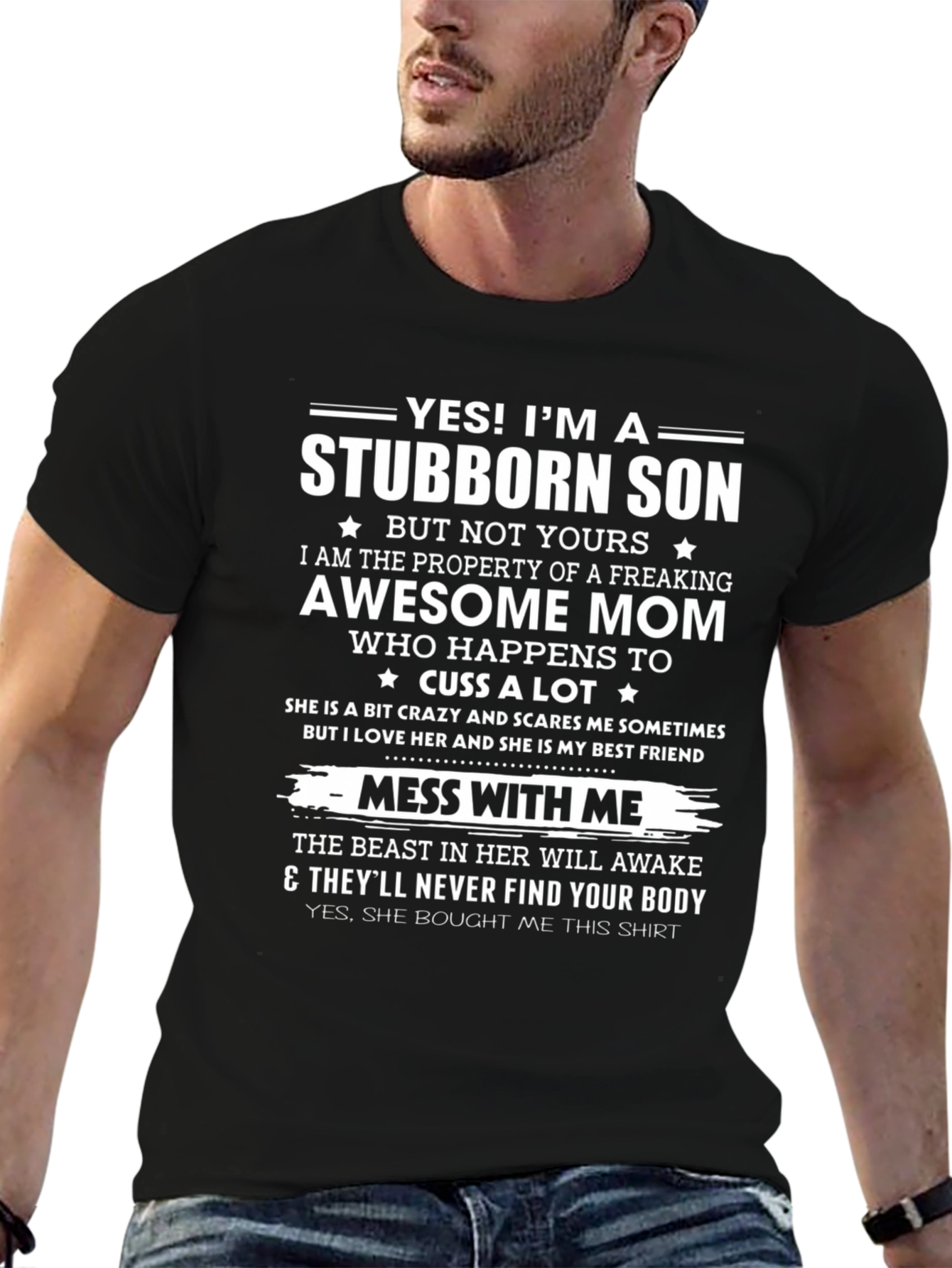 Stubborn Son Awesome Mom Graphic T-Shirt