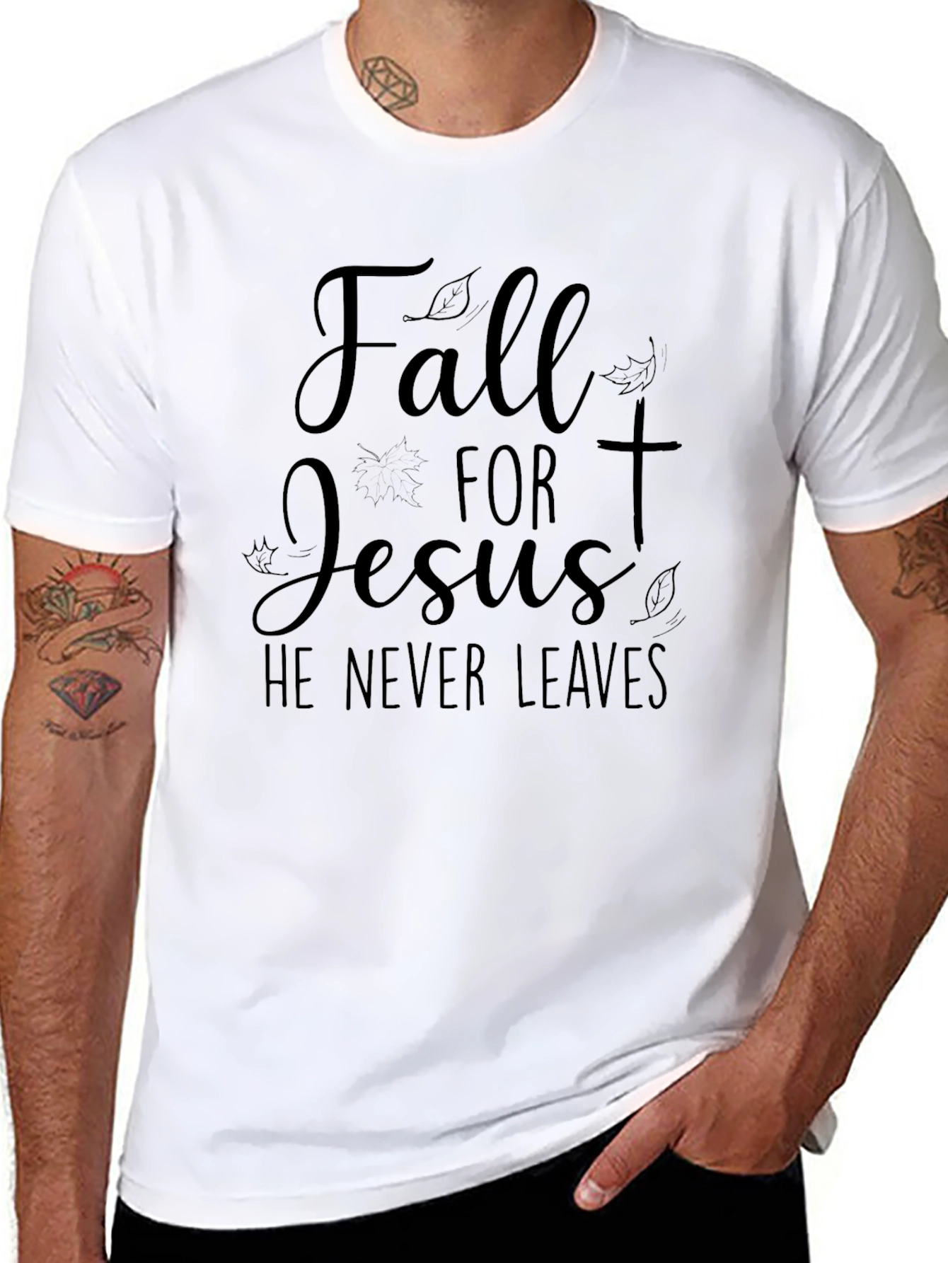 Fall for Jesus Black Graphic Tee