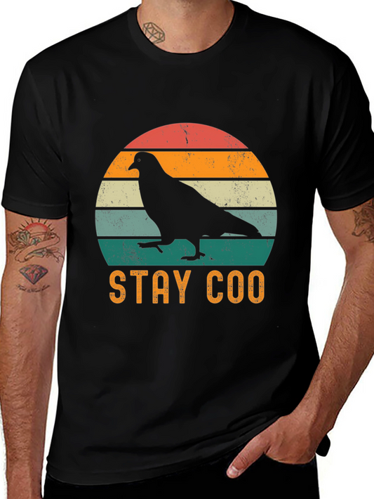 Stay Coo Pigeon Graphic Tee - Vintage Style