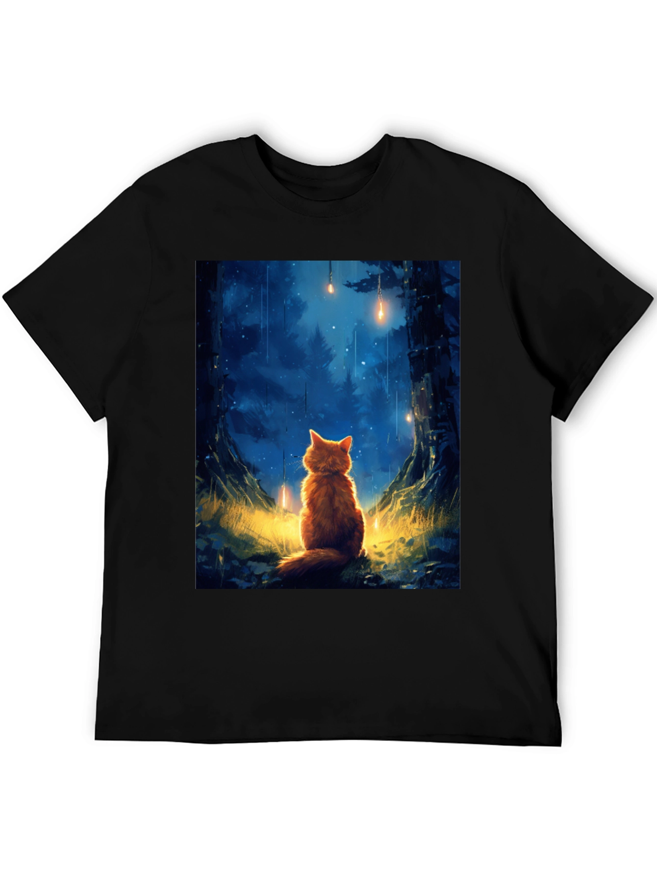 Enchanted Forest Cat T-Shirt - Dreamy Scene