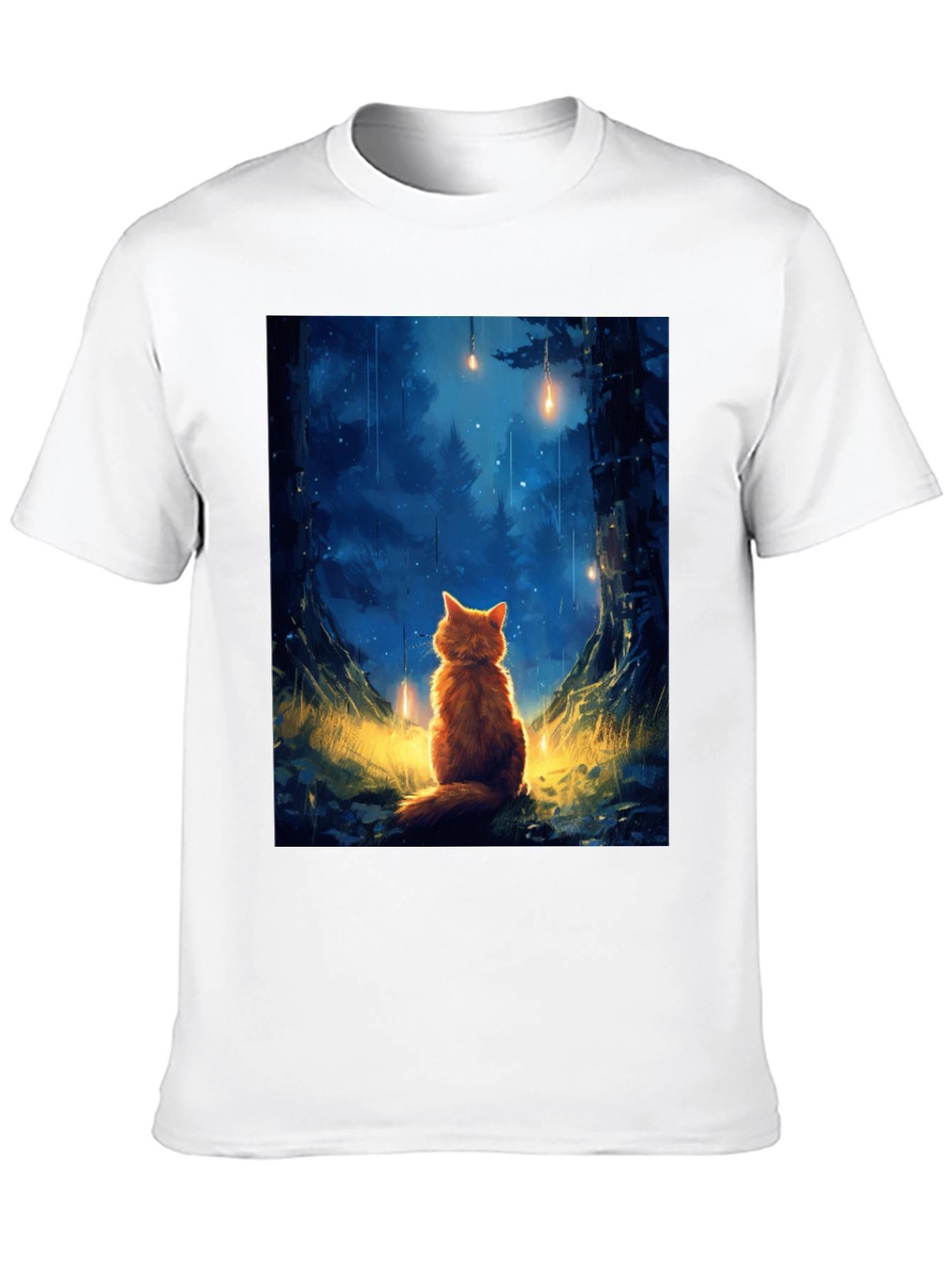 Enchanted Forest Cat T-Shirt - Dreamy Scene