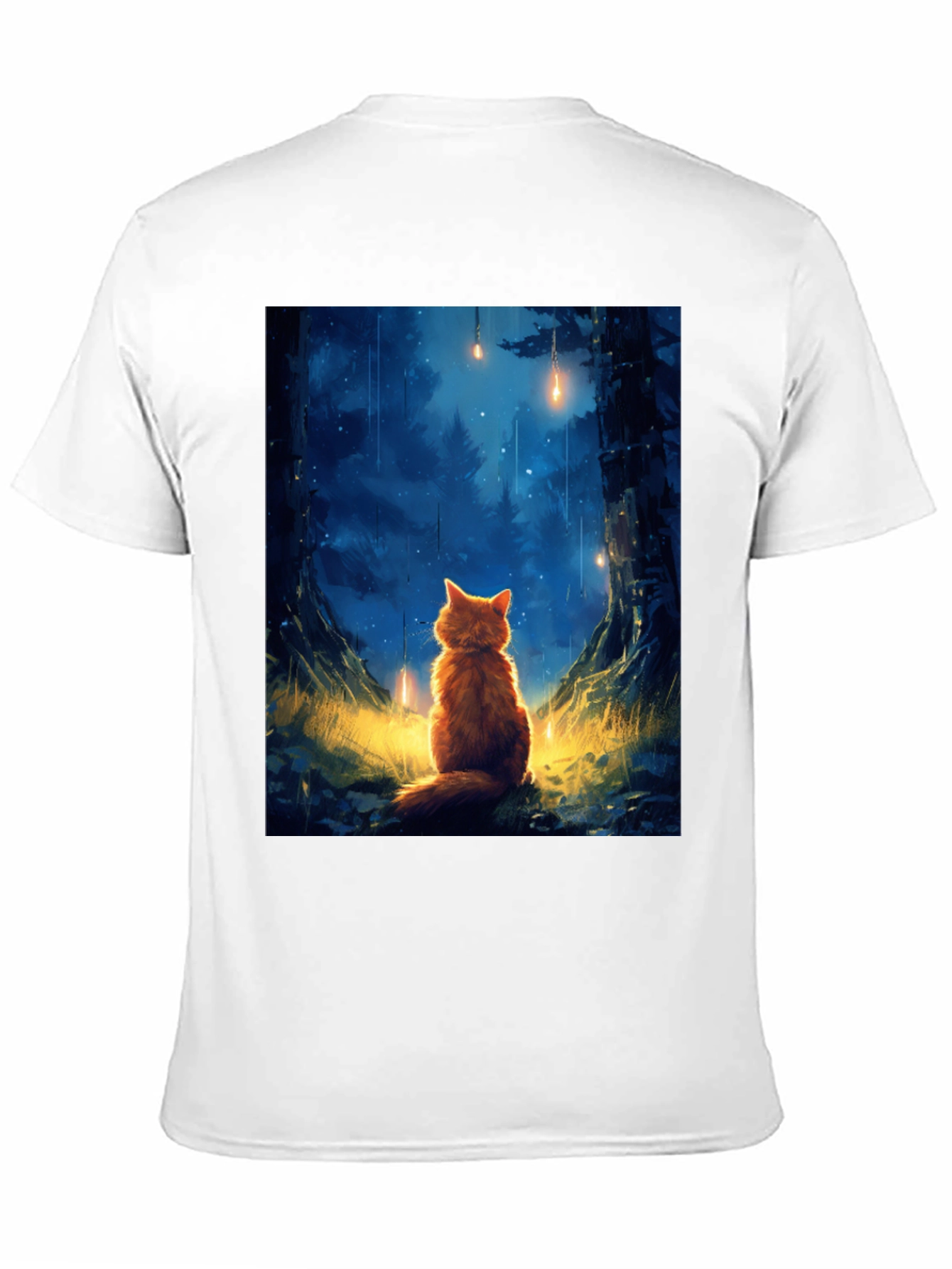 Enchanted Forest Cat T-Shirt - Dreamy Scene