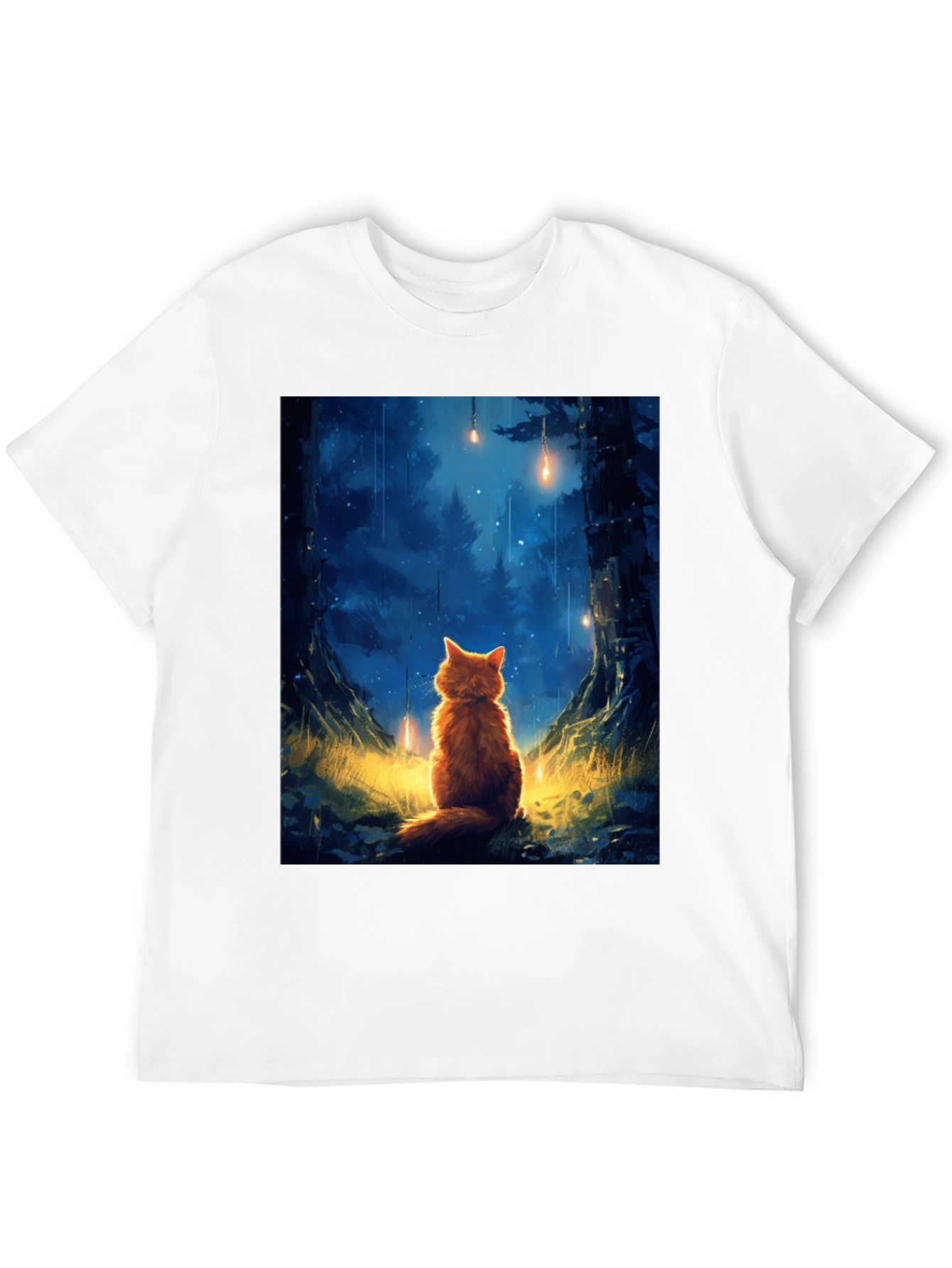 Enchanted Forest Cat T-Shirt - Dreamy Scene