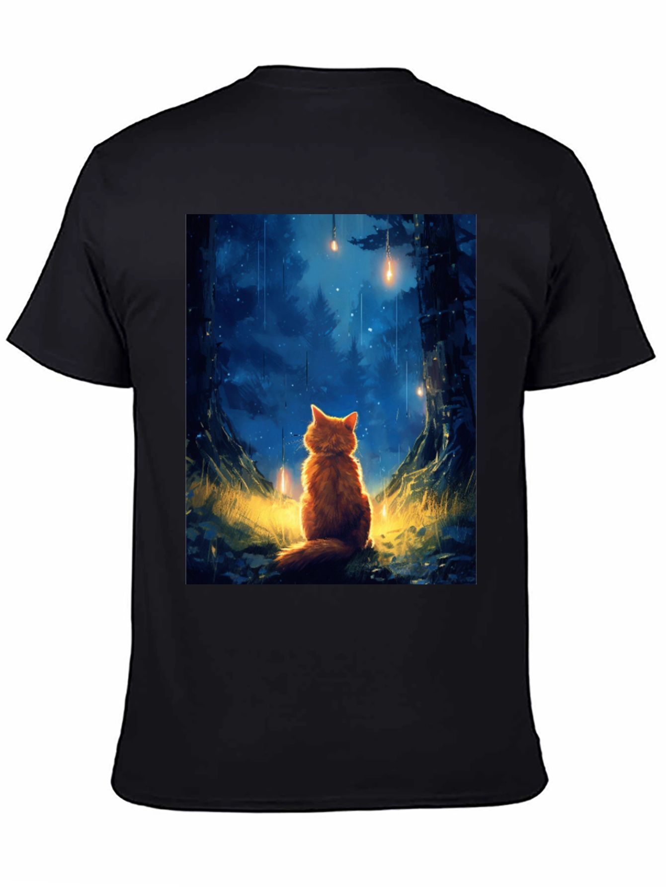 Enchanted Forest Cat T-Shirt - Dreamy Scene