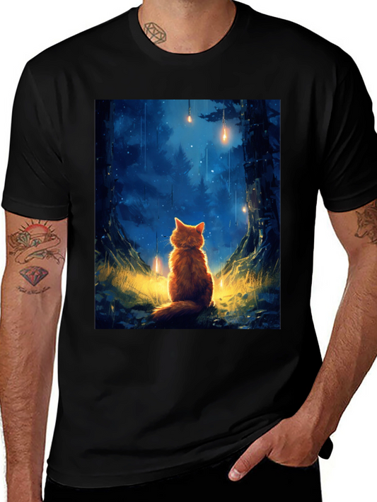 Enchanted Forest Cat T-Shirt - Dreamy Scene
