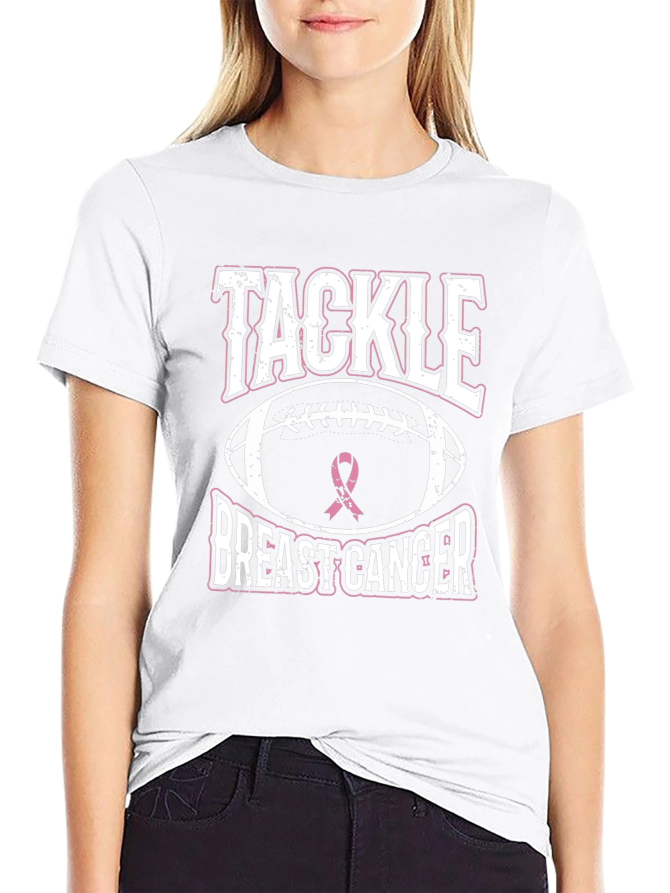 Tackle Breast Cancer Awareness Graphic T-Shirt