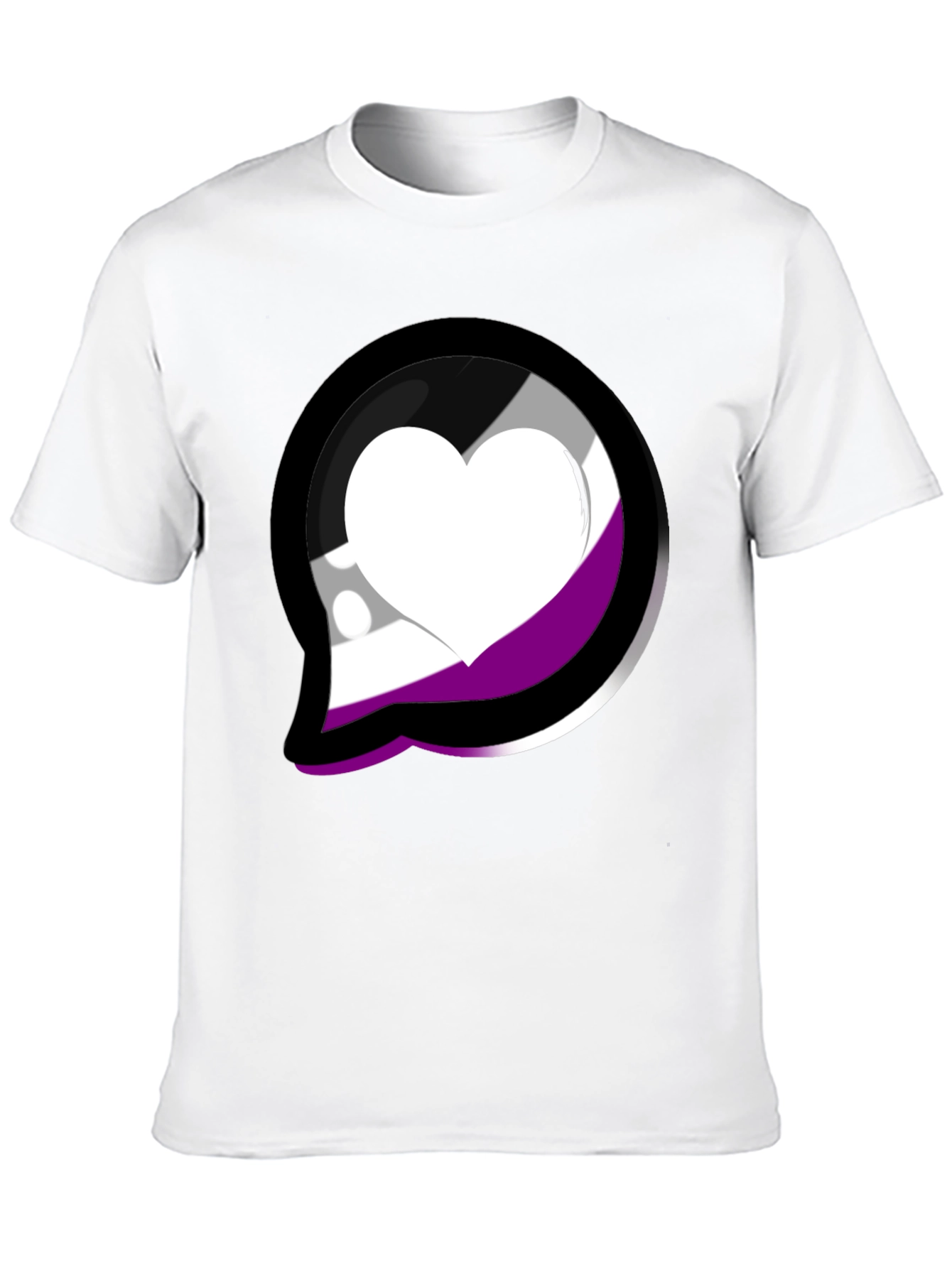 Asexual Pride Heart Graphic Tee - Black
