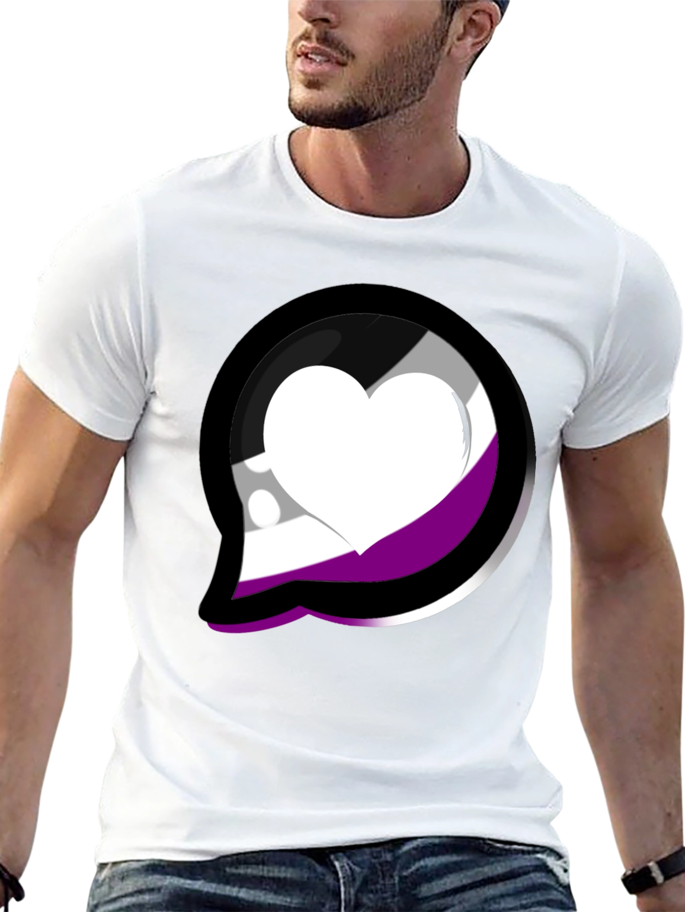 Asexual Pride Heart Graphic Tee - Black