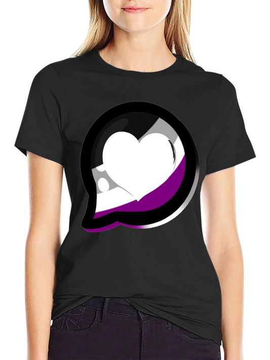 Asexual Pride Heart Graphic Tee - Black