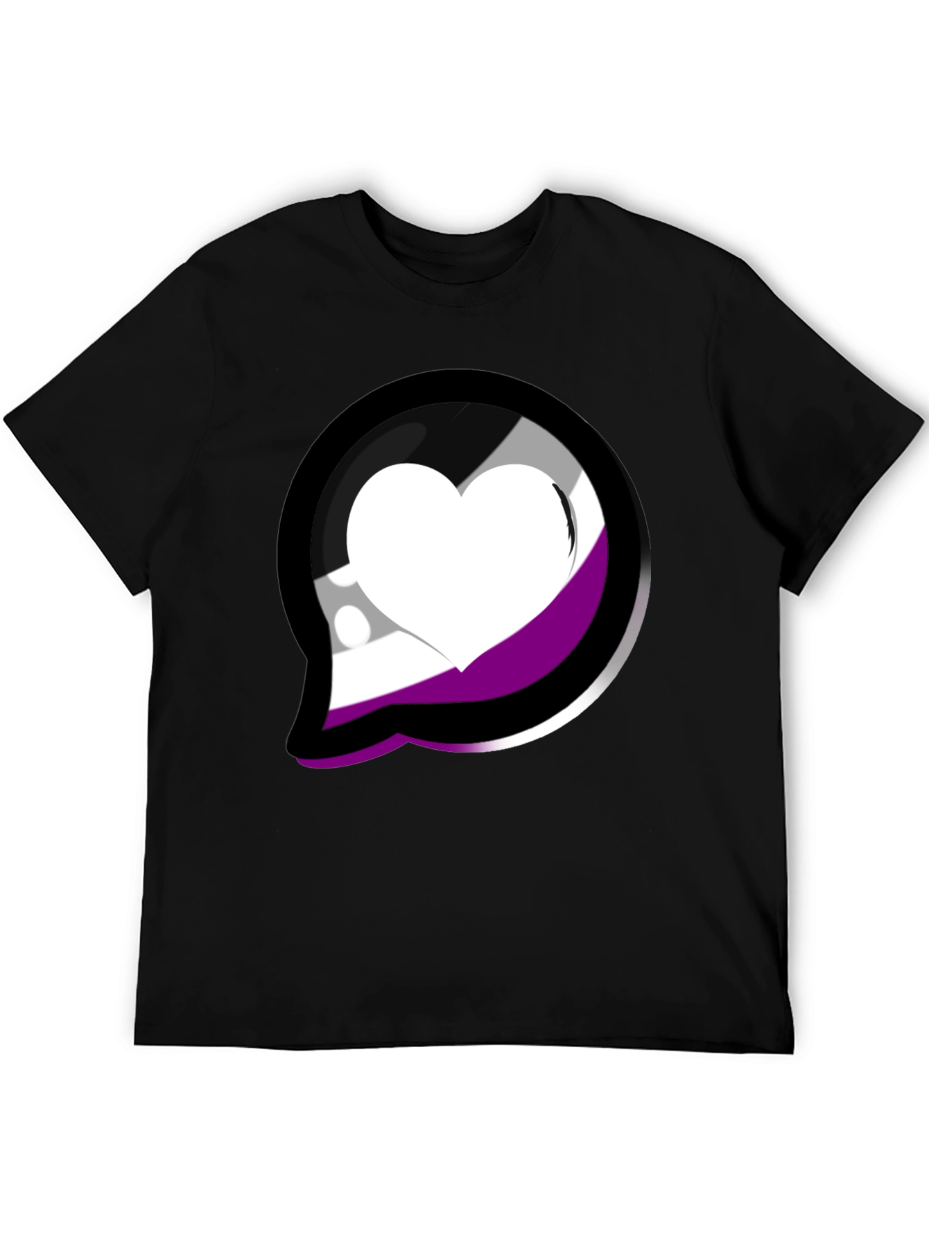 Asexual Pride Heart Graphic Tee - Black