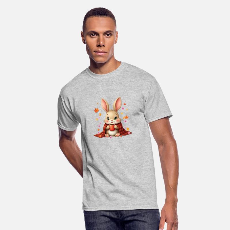 Rabbit Enjoying Coffee in blanket autumn