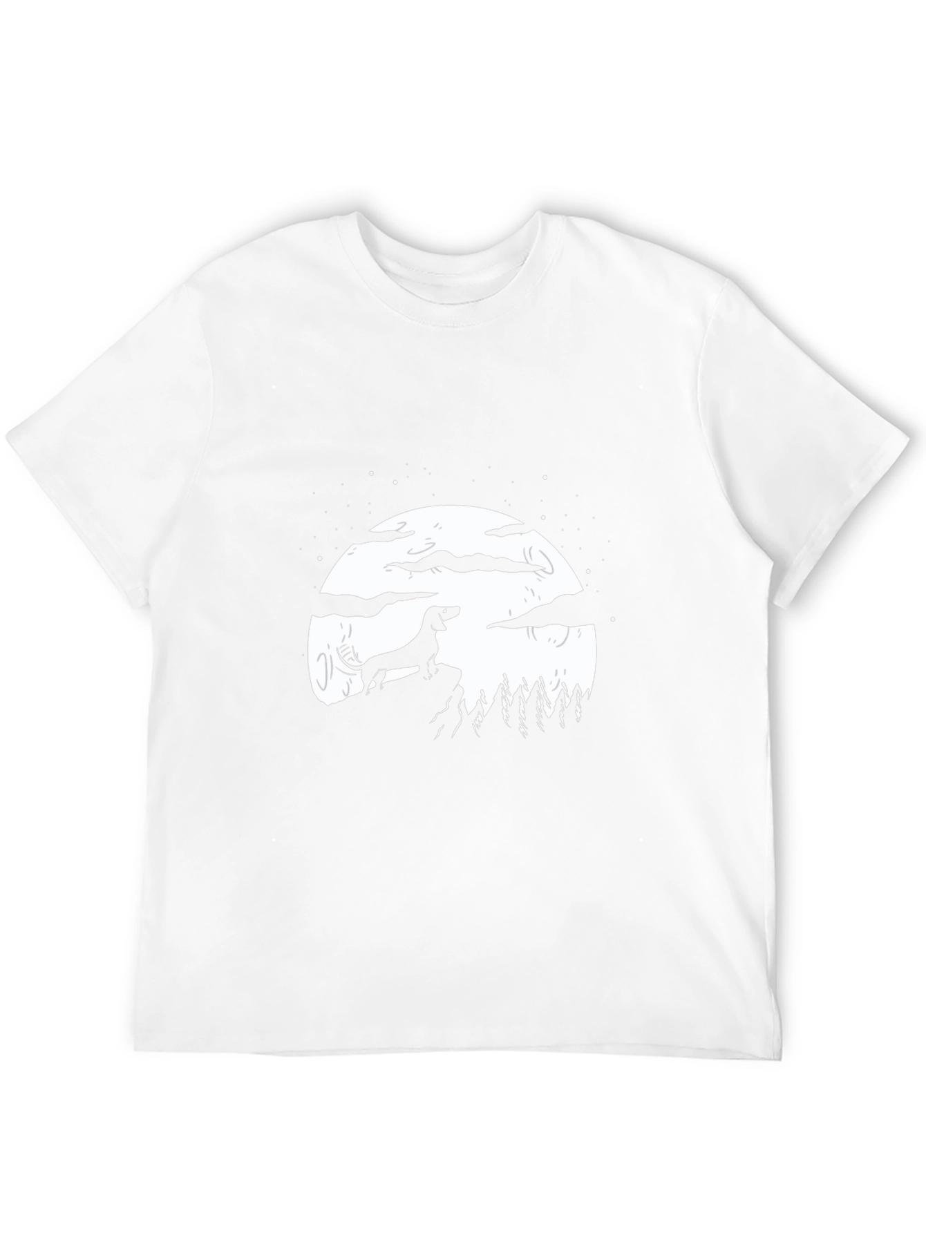 Dachshund Moon Graphic Tee - Black Cotton Blend