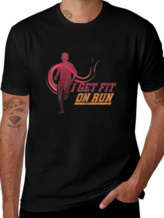 I Get Fit On Run Black Graphic Tee