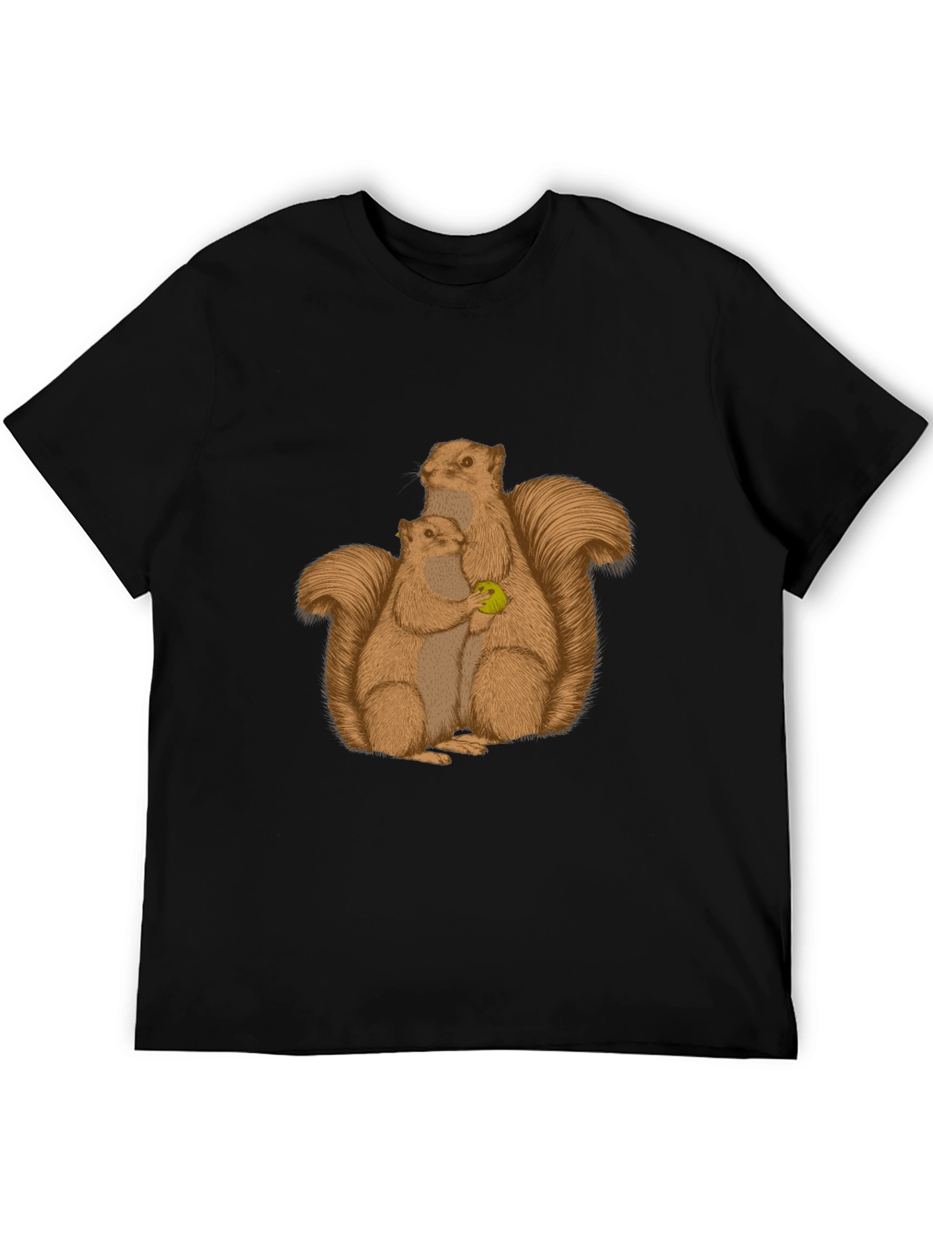 Squirrel Family Graphic Tee - Black Cotton Blend