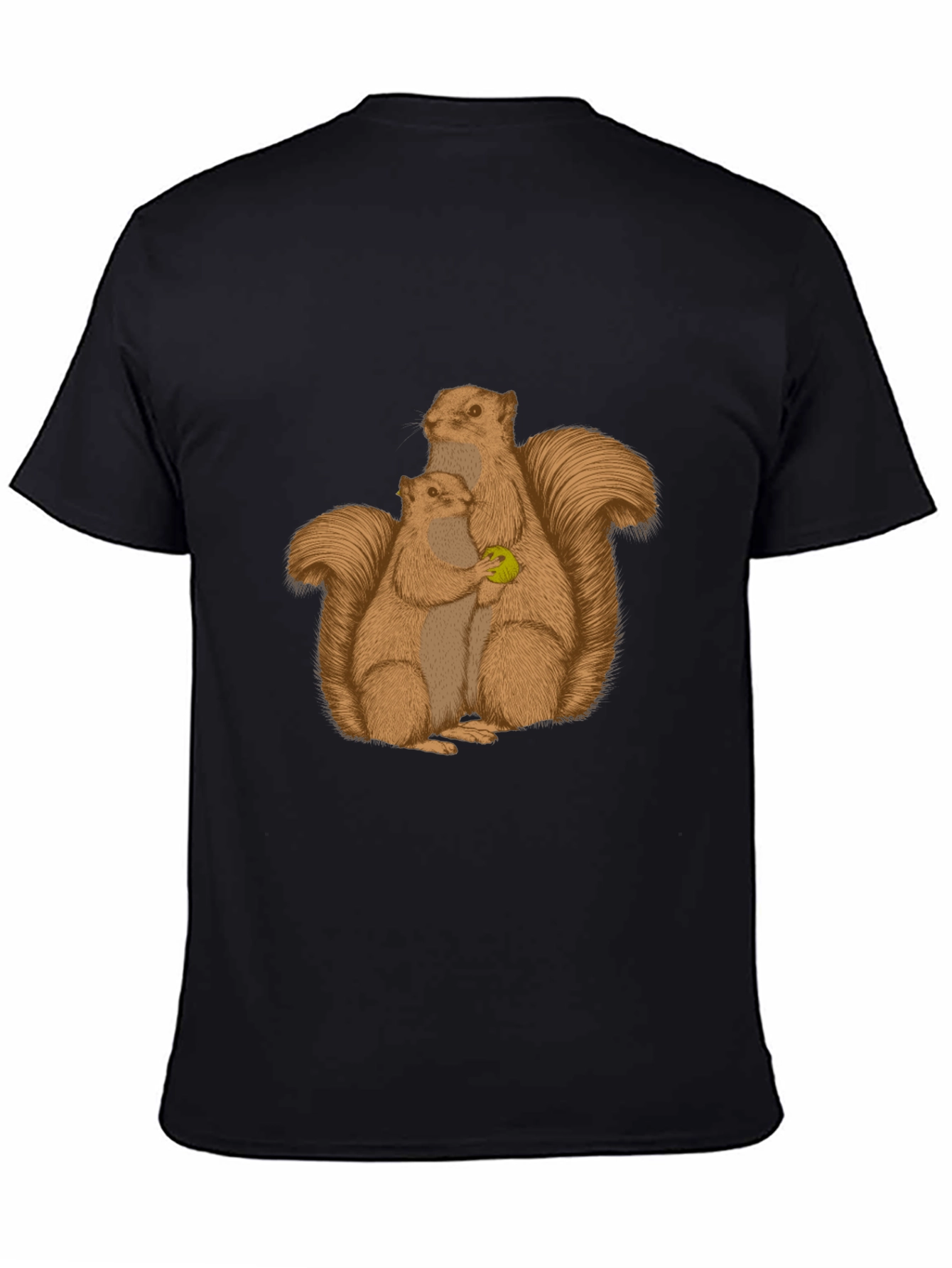 Squirrel Family Graphic Tee - Black Cotton Blend