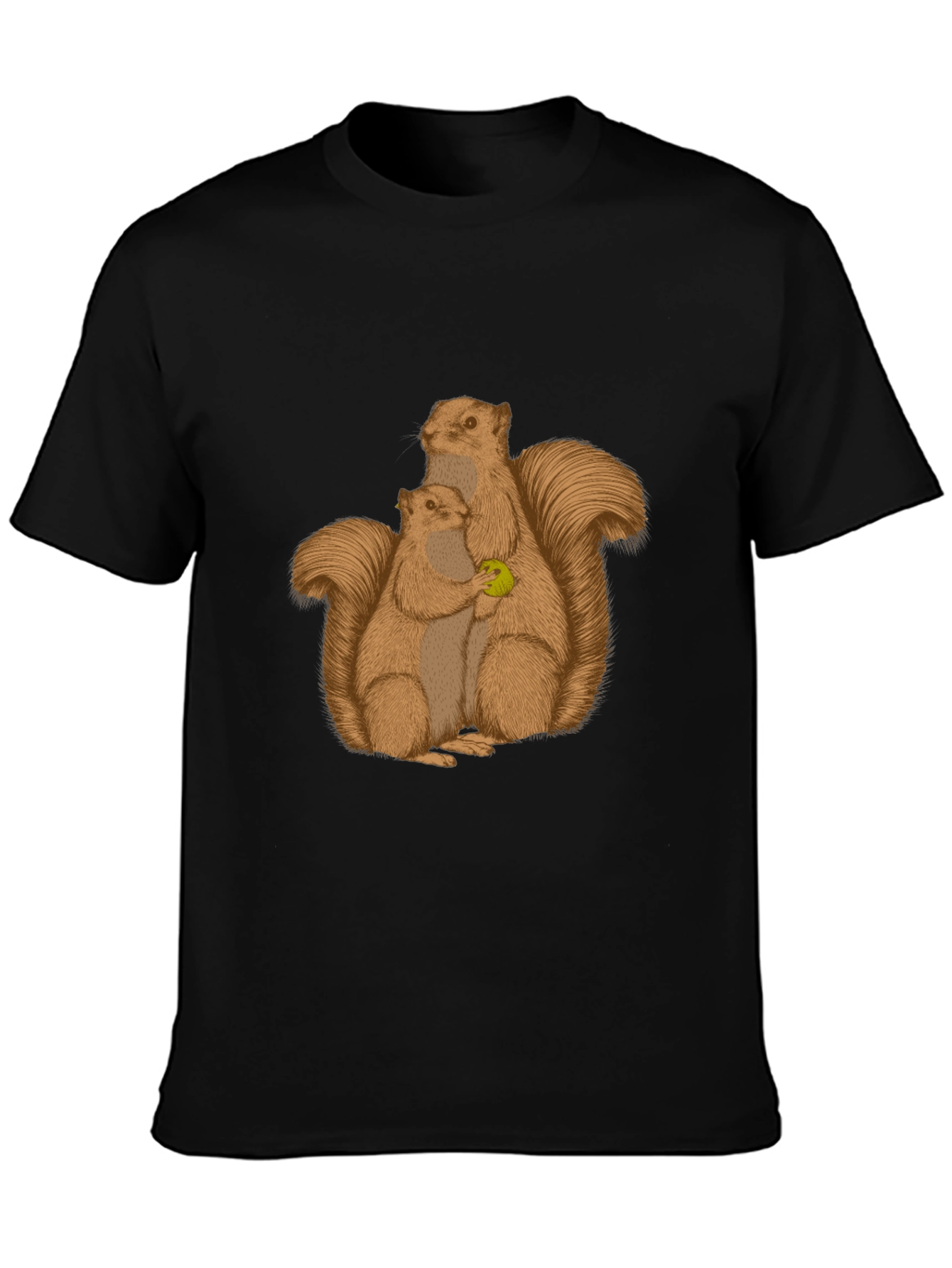 Squirrel Family Graphic Tee - Black Cotton Blend