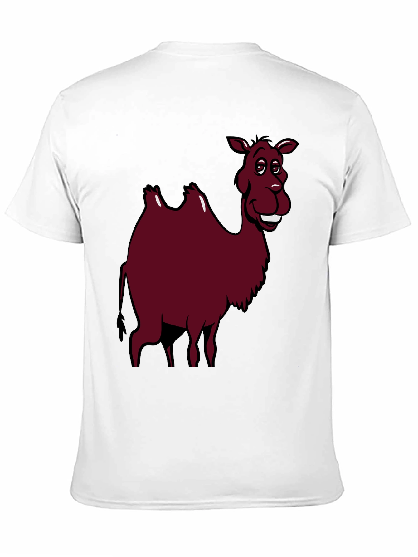 Cartoon Camel Graphic Tee - Black Cotton T-Shirt
