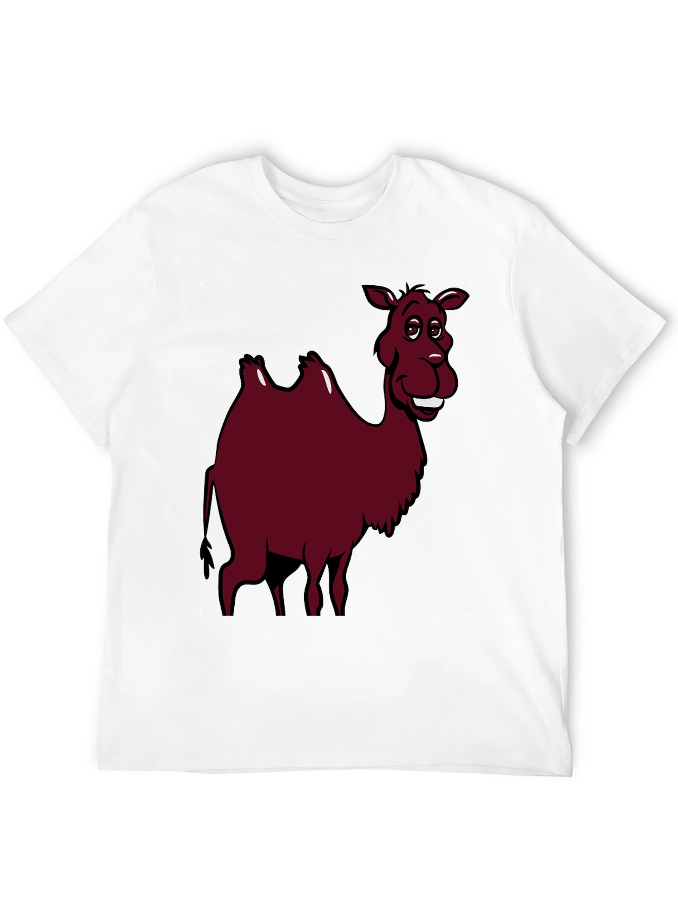 Cartoon Camel Graphic Tee - Black Cotton T-Shirt