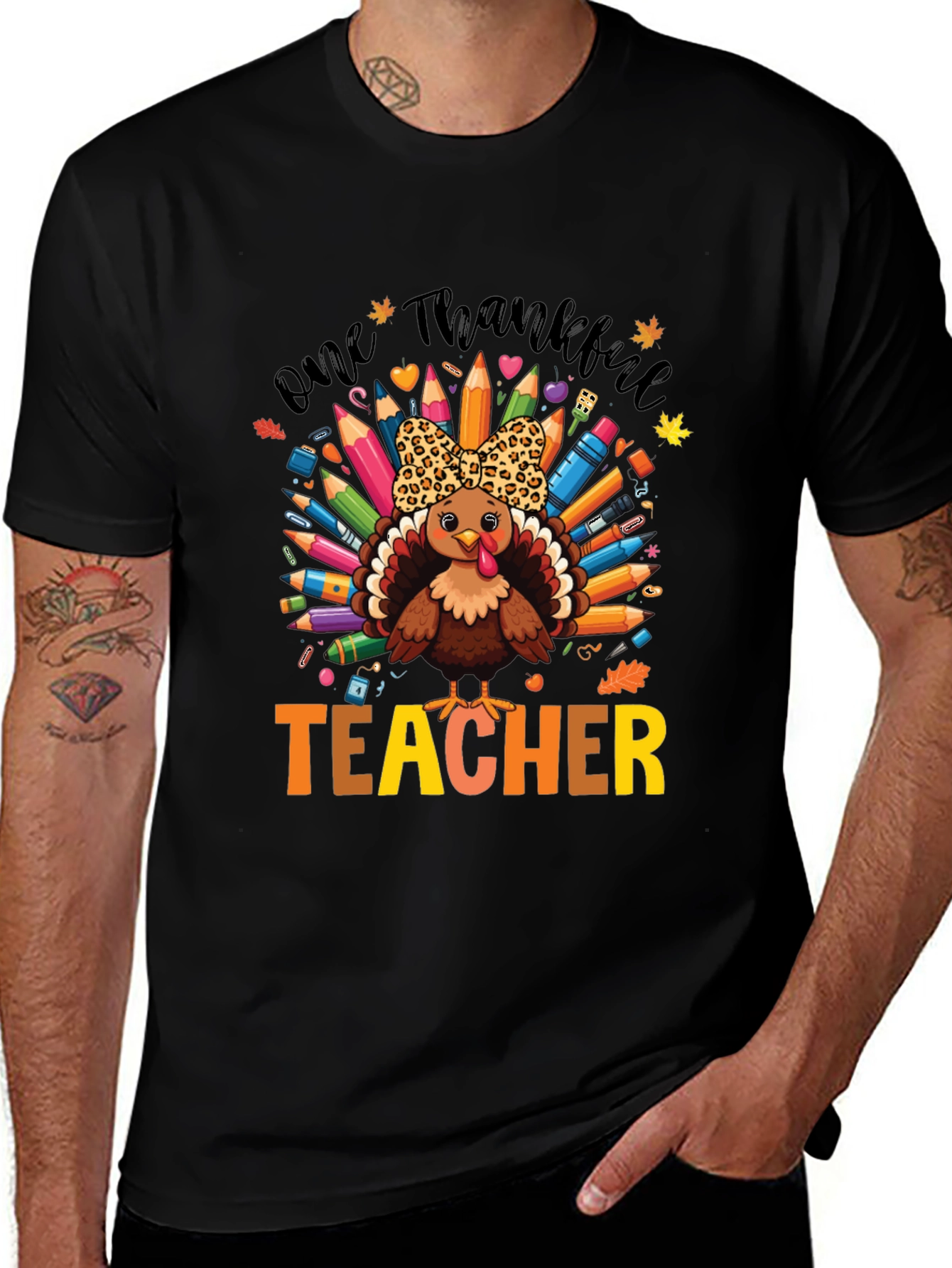 One Thankful Teacher Turkey Thanksgiving T-Shirt