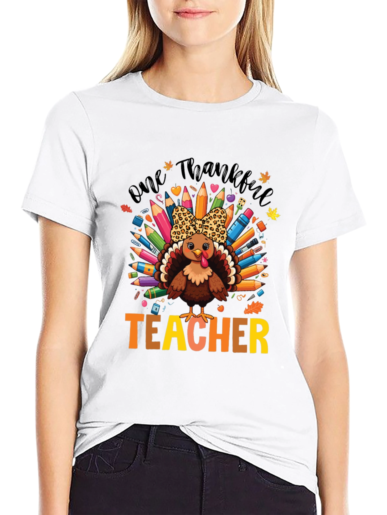 One Thankful Teacher Turkey Thanksgiving T-Shirt