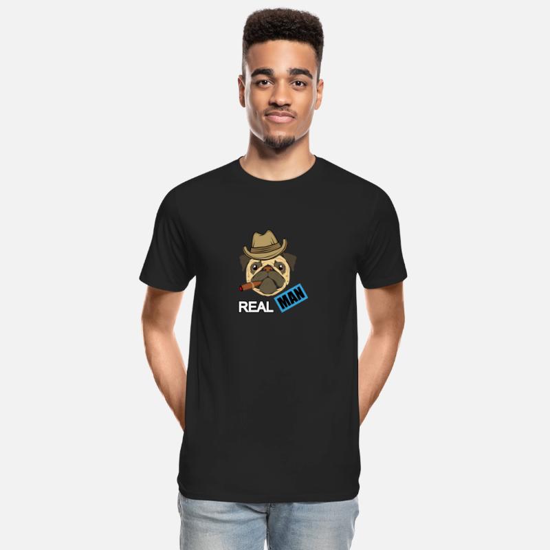 real man with pug illustration