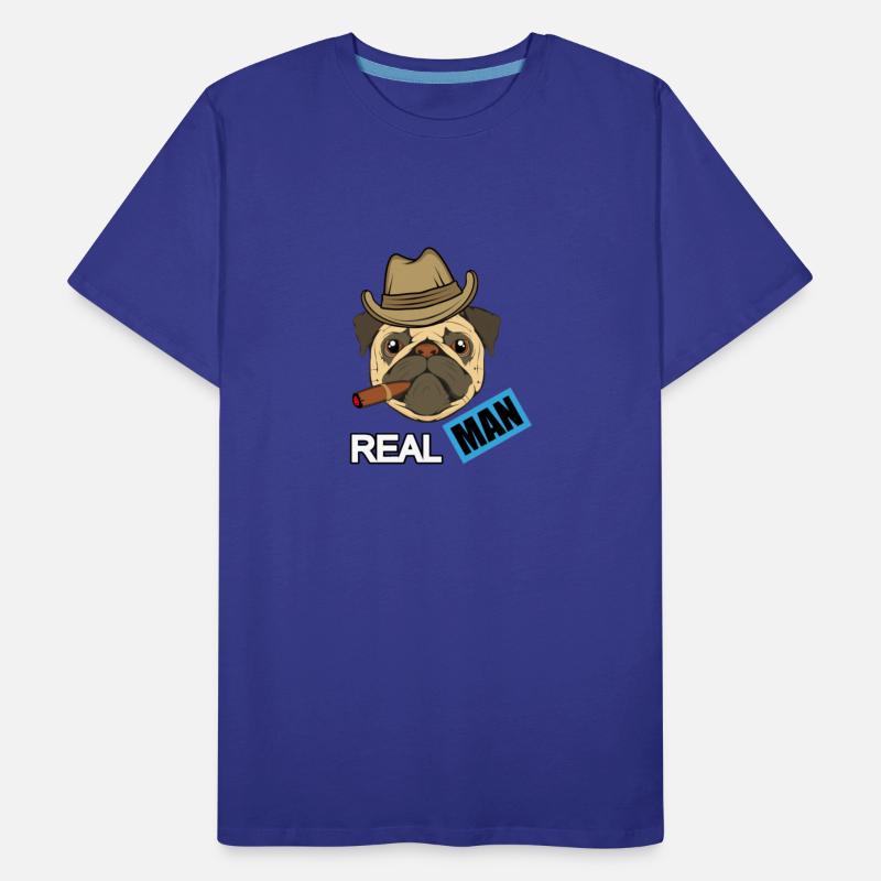real man with pug illustration