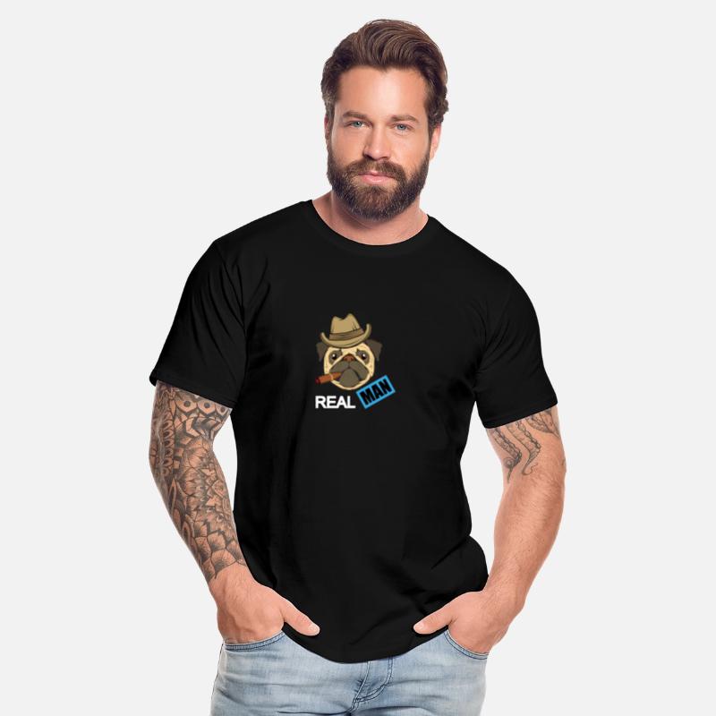 real man with pug illustration
