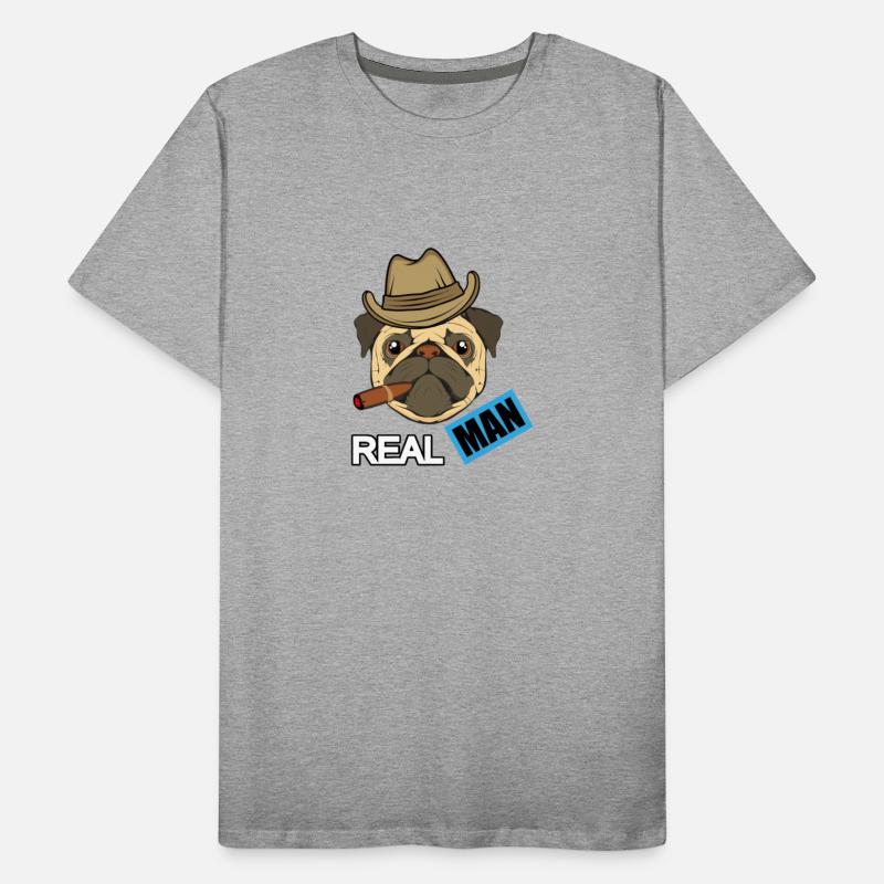 real man with pug illustration