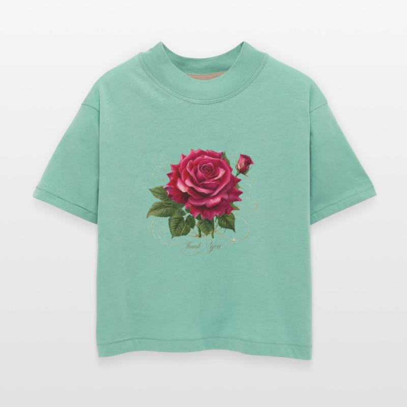 Red Rose with Bud and Green Leaves