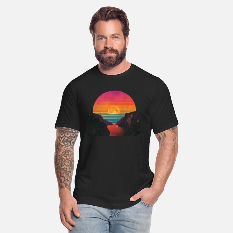 Retro Sunset Outdoor River 80s Vintage
