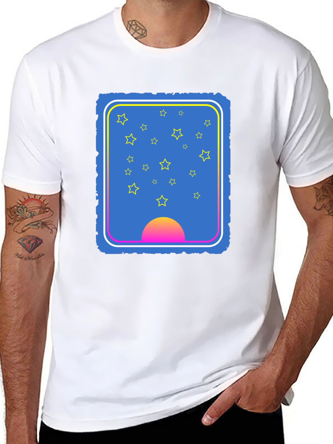 Stars & Sunset Graphic Tee - Unique Design